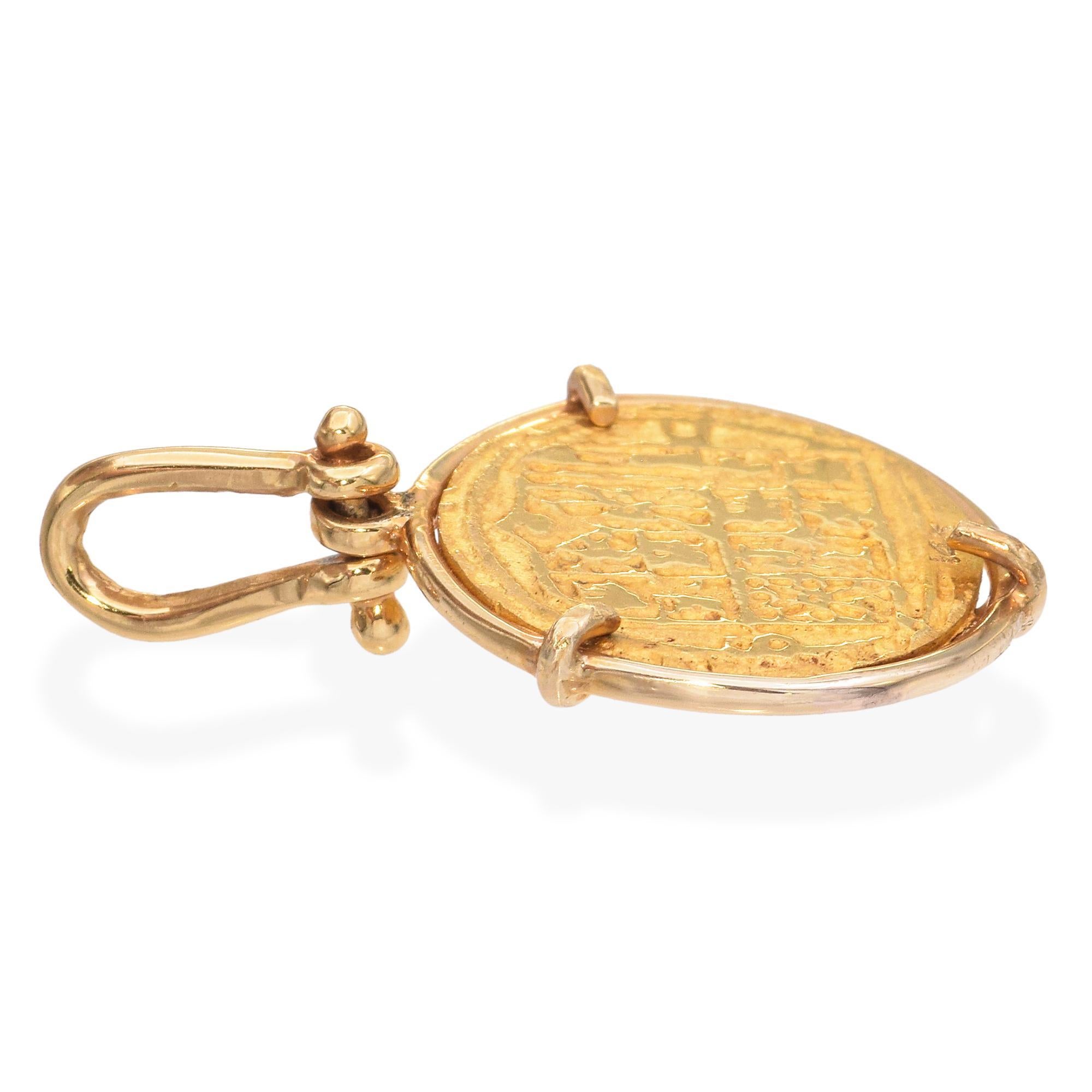 Pendentif en or jaune 14k Atocha Vintage Shipwreck Treasure Replica Coin Bon état - En vente à New York, NY