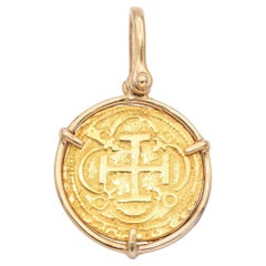 Vintage Atocha 14k Yellow Gold Shipwreck Treasure Replica Coin Pendant