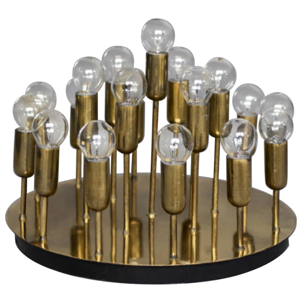 Vintage Atomic Mid-Century German Modern Brass Ceiling Lamp or Wall Sconce For Sale