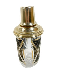 Cocktailshaker aus der Atomzeit mit schwarz-goldener Verzierung, Vintage
