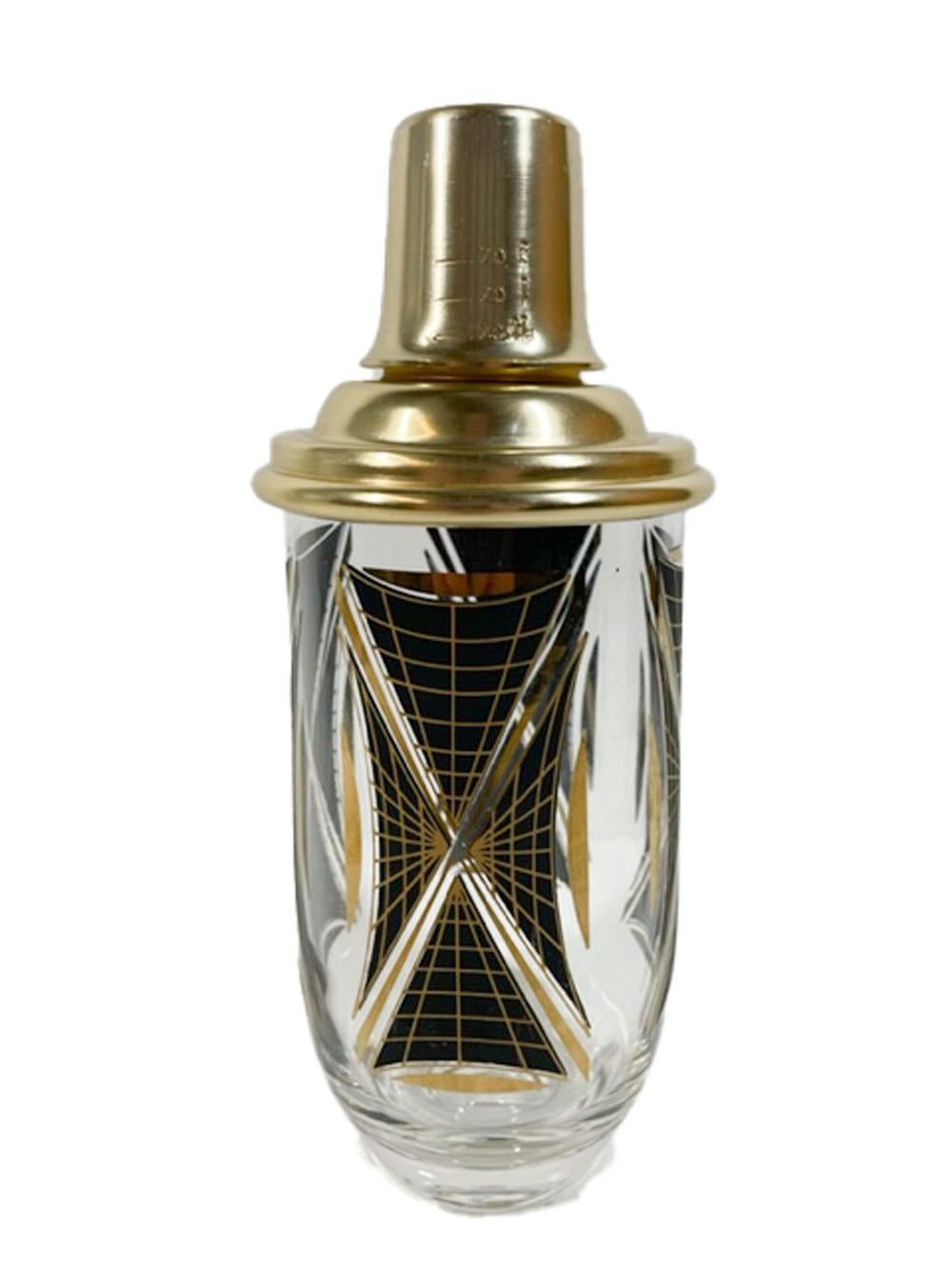 Mid-Century Modern Vintage Atomic Period Cocktail Shaker with Black and Gold Decoration