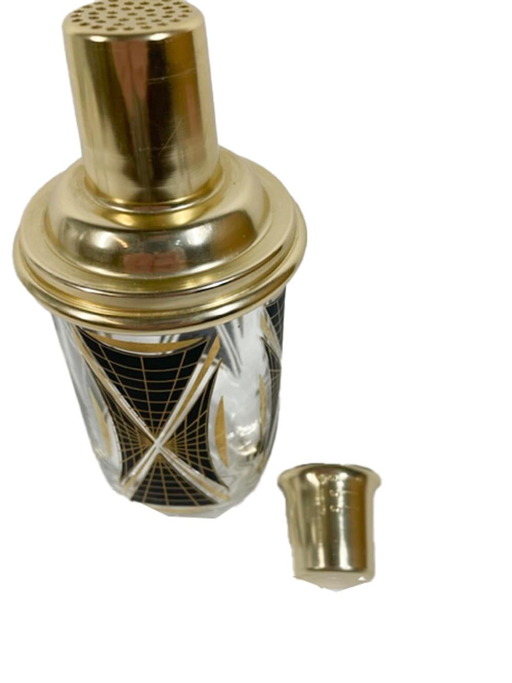 20th Century Vintage Atomic Period Cocktail Shaker with Black and Gold Decoration