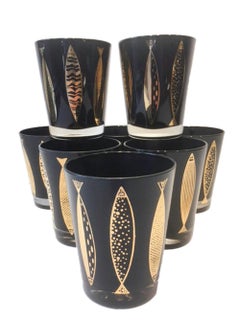 Vintage Atomic Period Fred Press Double Old Fashioned Glasses