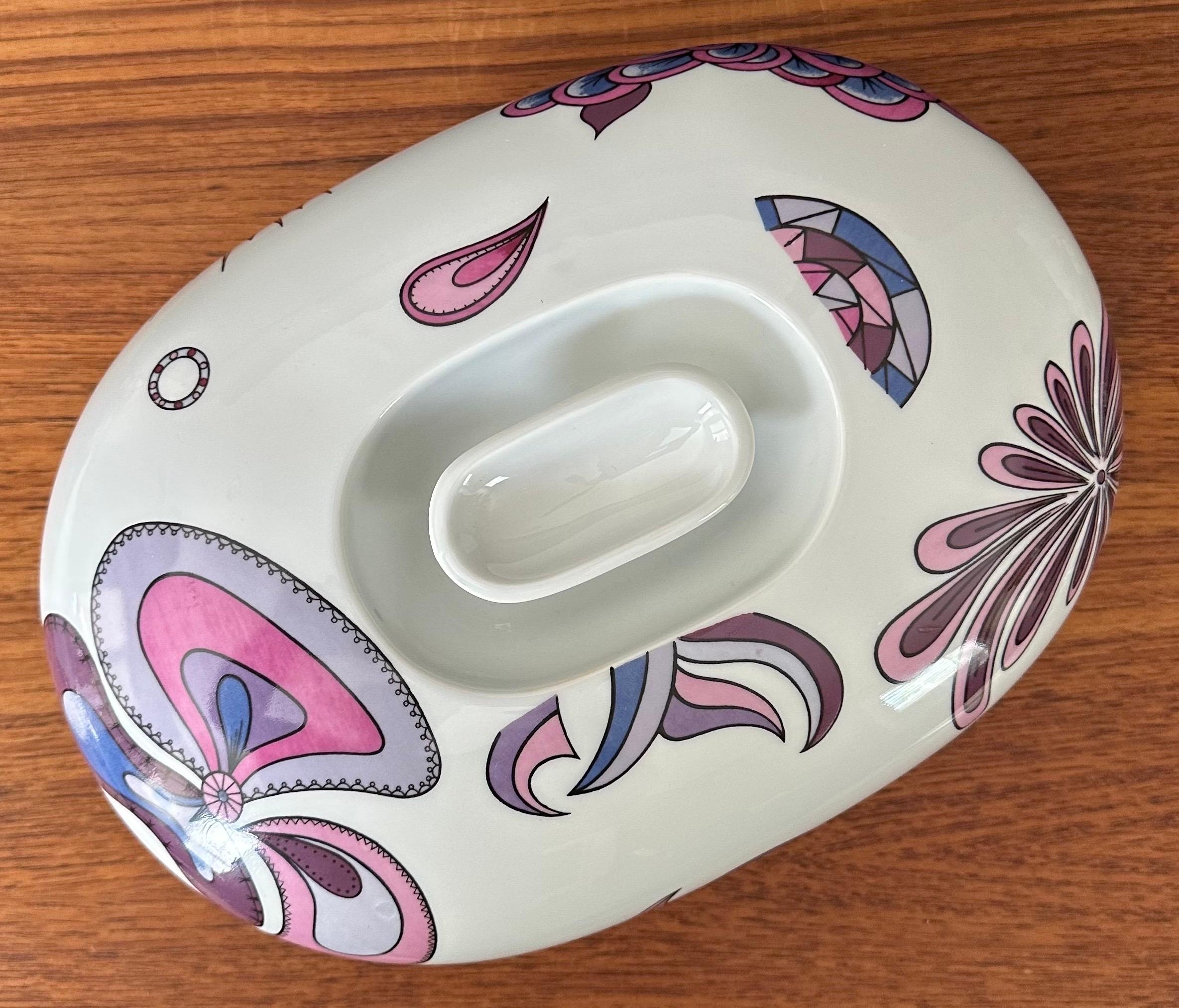 Cazuela de porcelana con tapa Vintage Atomic 