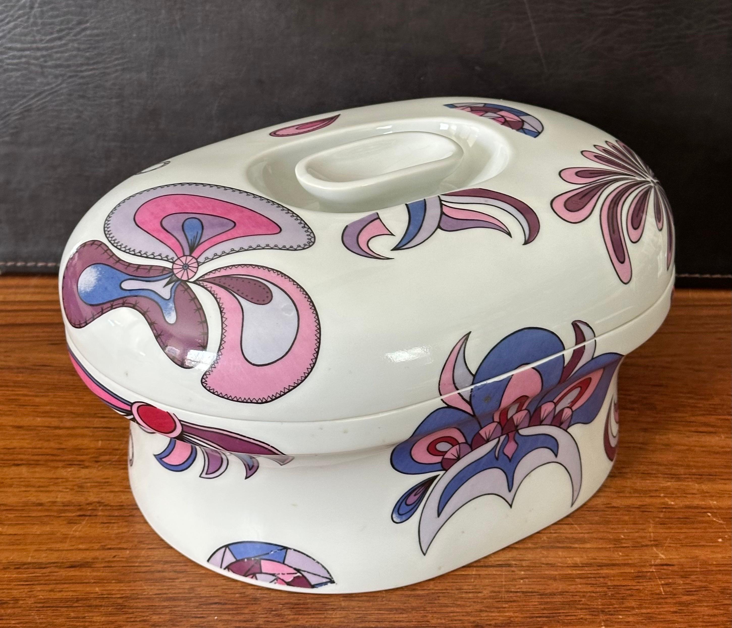 Cazuela de porcelana con tapa Vintage Atomic 