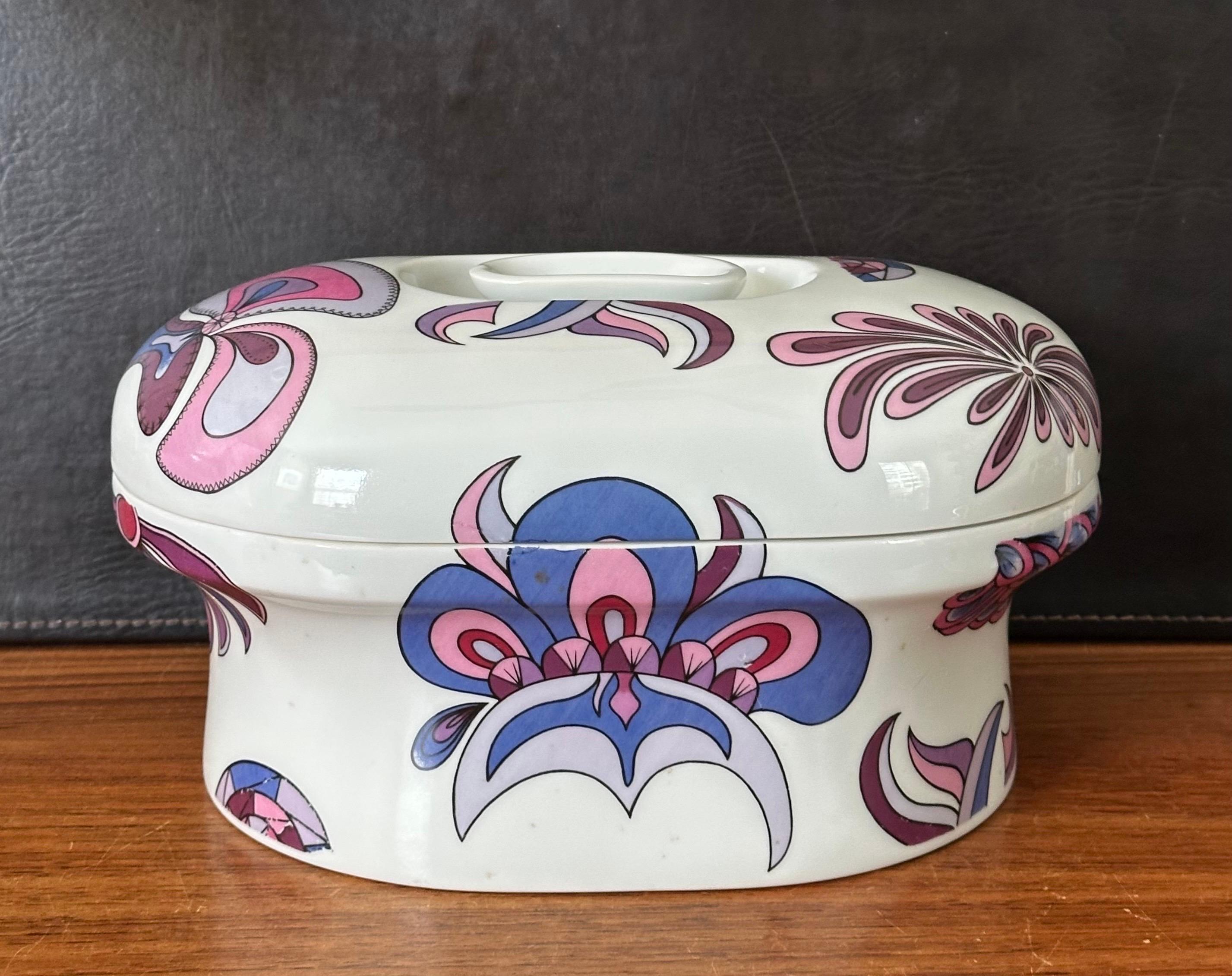 Cazuela de porcelana con tapa Vintage Atomic 