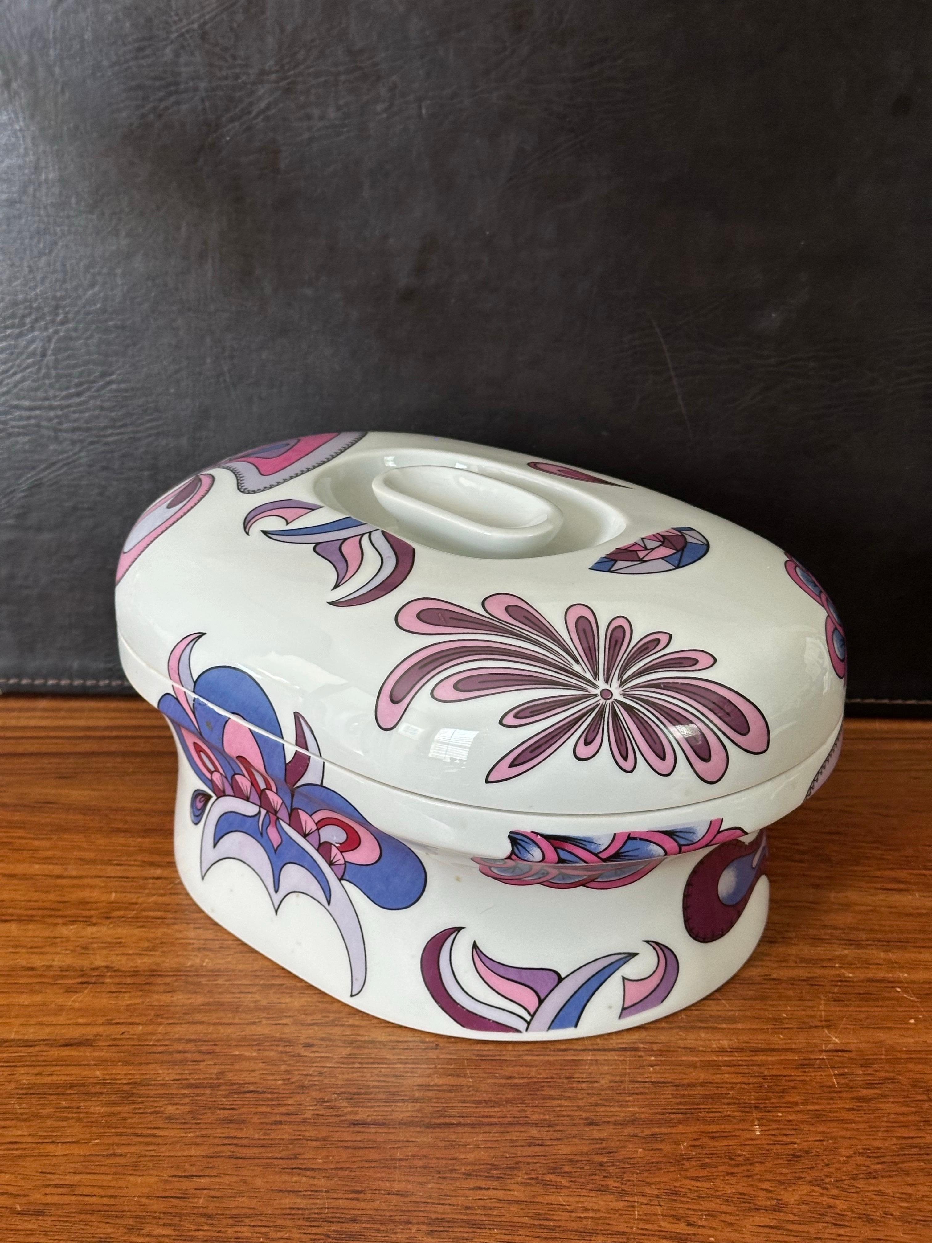 Cazuela de porcelana con tapa Vintage Atomic 