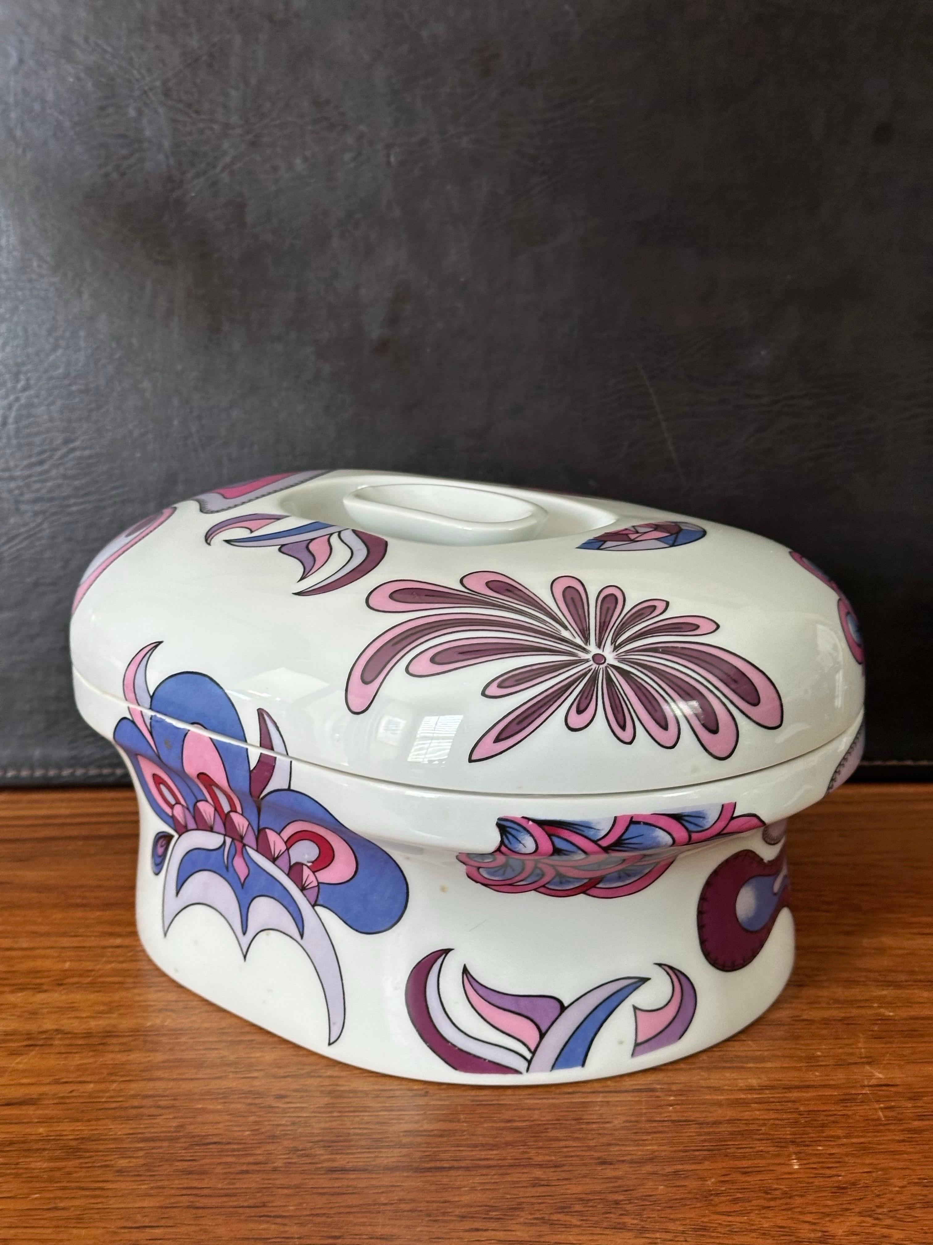 Cazuela de porcelana con tapa Vintage Atomic 