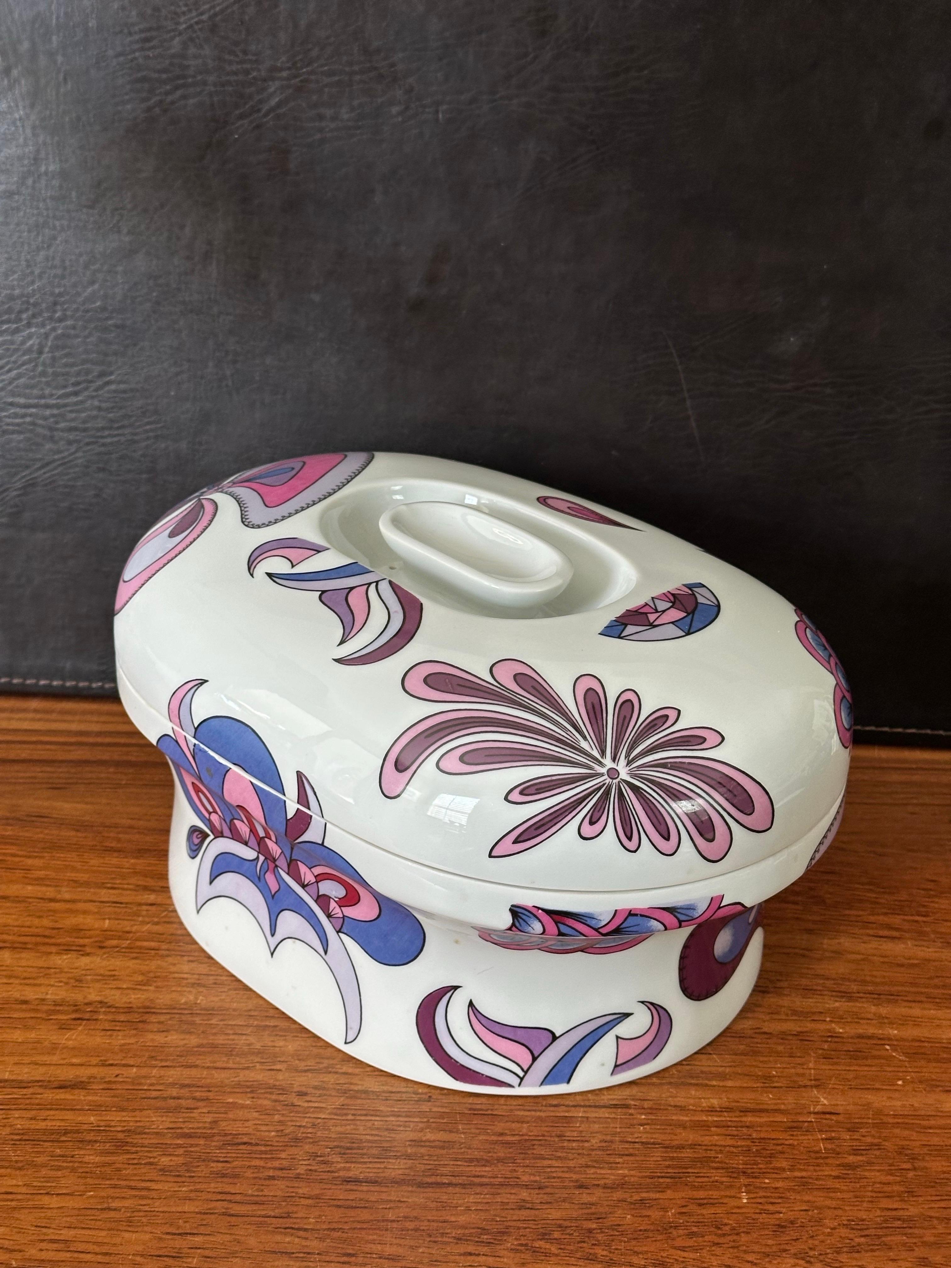 Cazuela de porcelana con tapa Vintage Atomic 