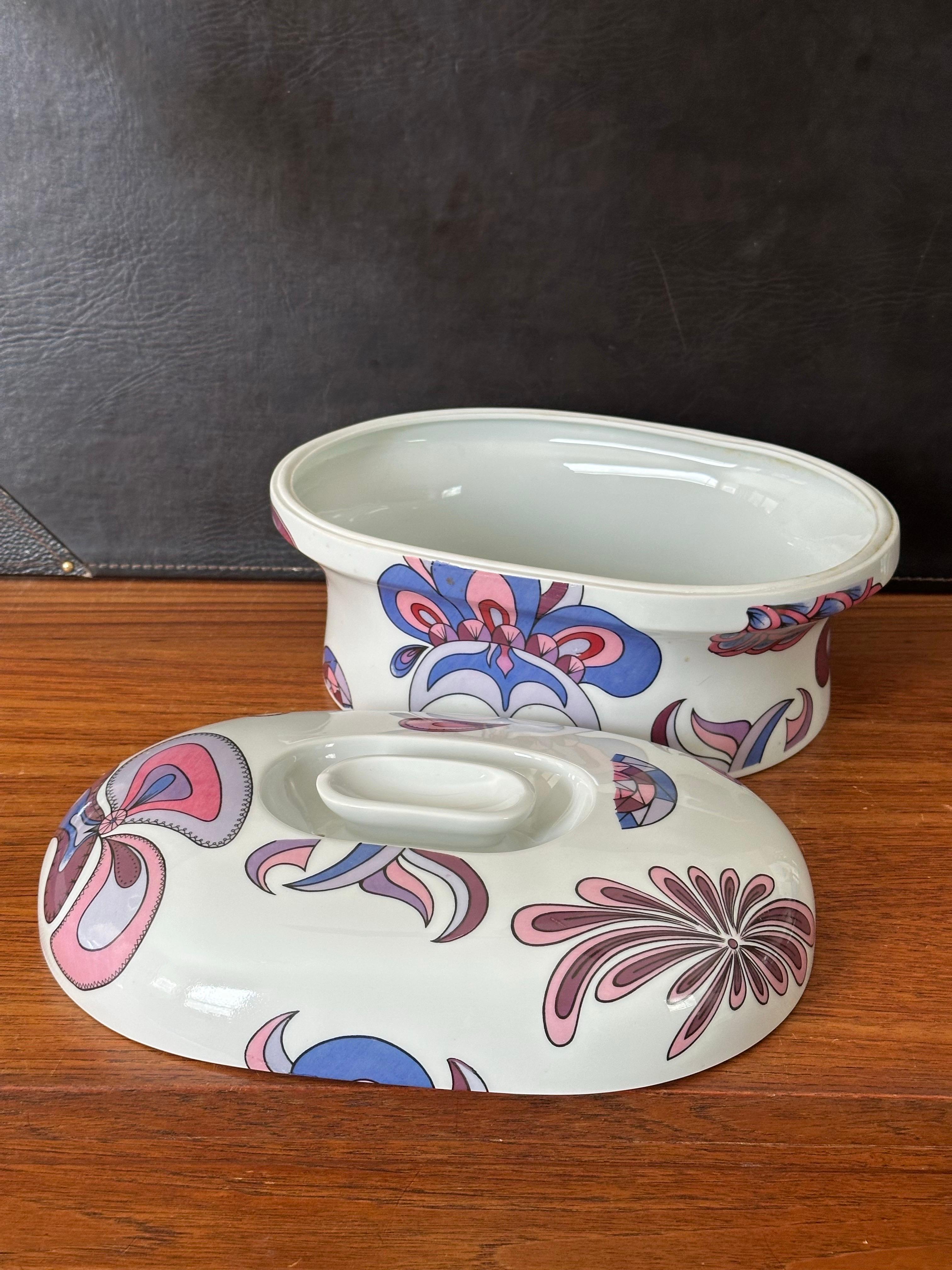 Cazuela de porcelana con tapa Vintage Atomic 
