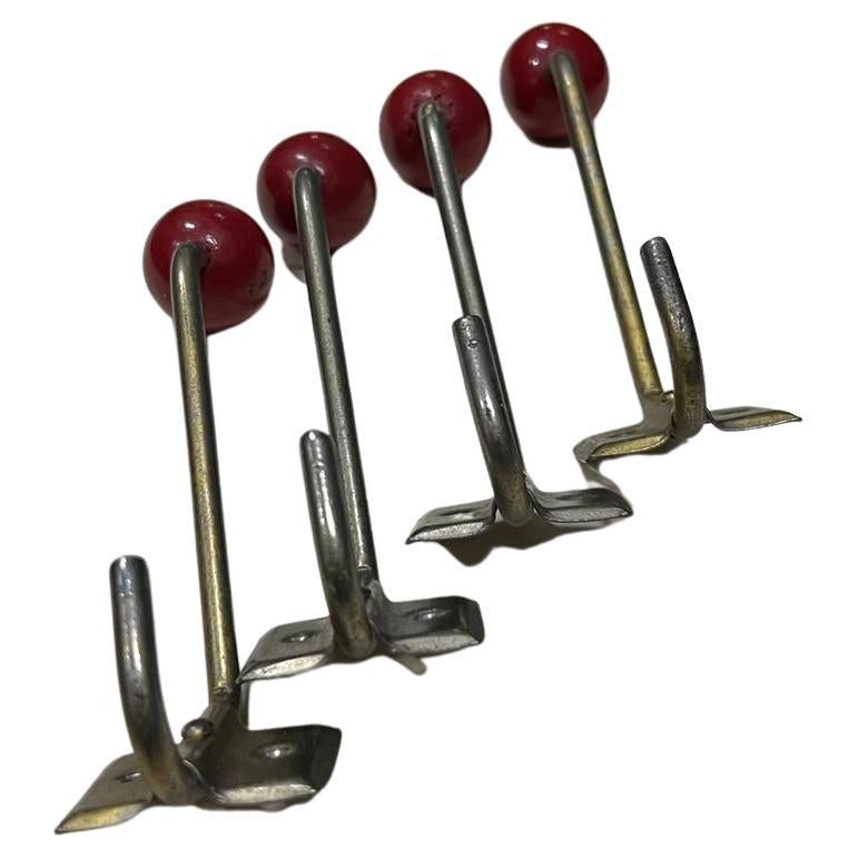 Austrian Vintage Atomic Wall Hooks Set with 6 Pieces For Sale