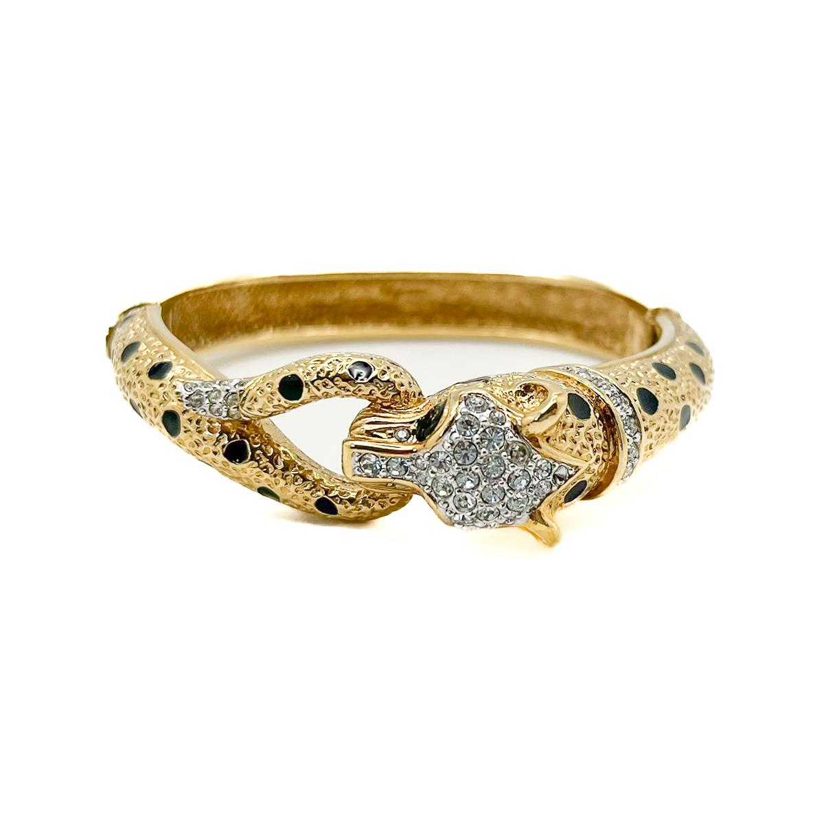 Vintage Attwood & Sawyer Big Cat Leopard Cuff 1980s In Good Condition For Sale In Wilmslow, GB