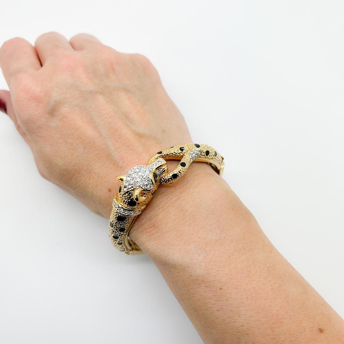 Women's or Men's Vintage Attwood & Sawyer Big Cat Leopard Cuff 1980s