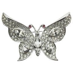 Vintage Attwood & Sawyer Crystal Butterfly Brooch1990S