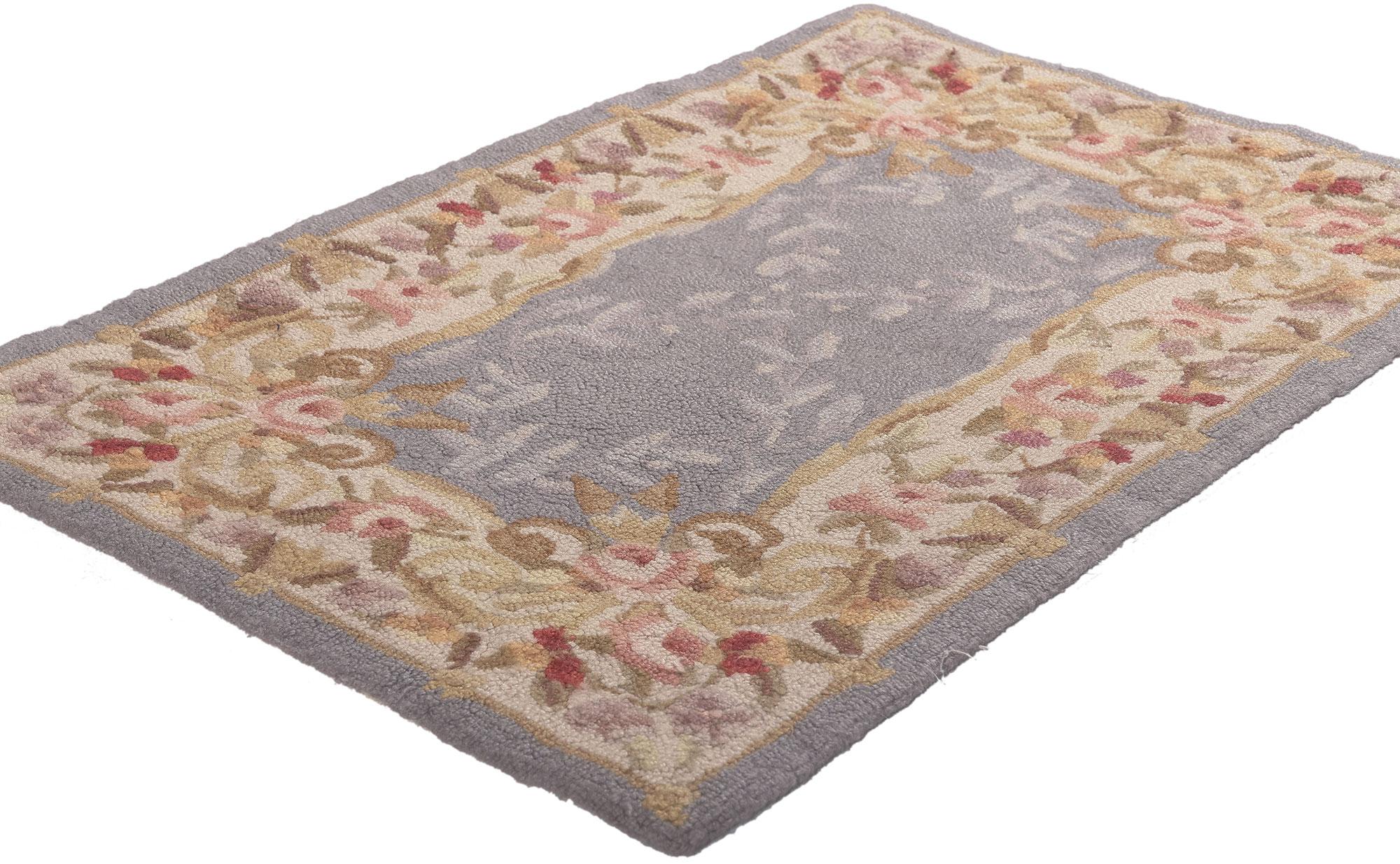 7854 Vintage Aubusson American Hooked Rug, 01'09 x 02'08.
Take a floral design and understated elegance, mix in a dash of romantic connotations and rustic sensibility to get this fresh look that’s as comfortable as it is chic. The composition