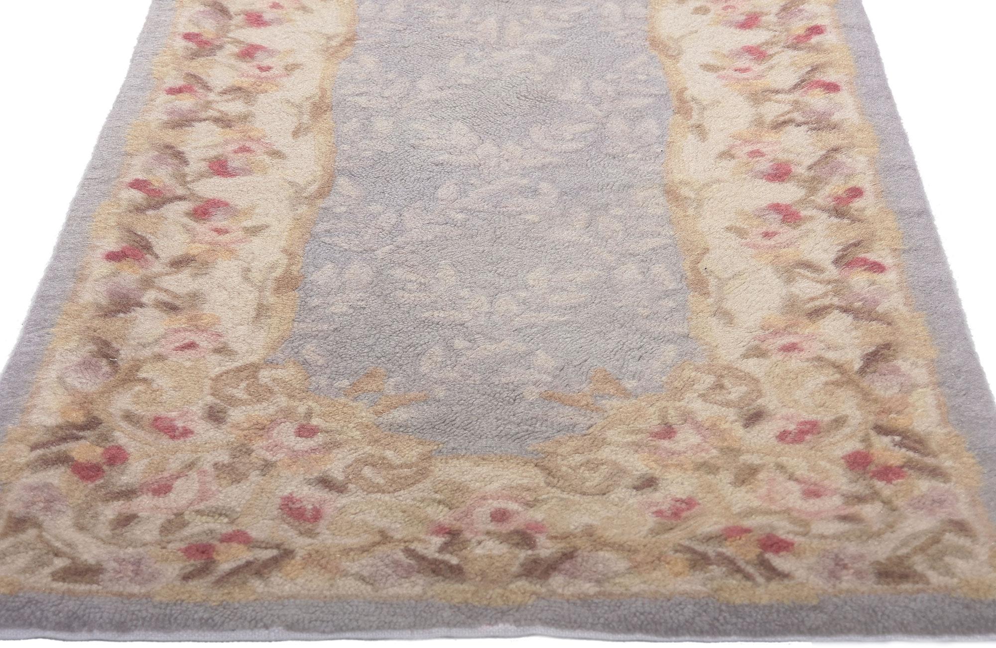20th Century Vintage Aubusson American Hooked Rug, Feminine Charm Meets Cozy Chic For Sale