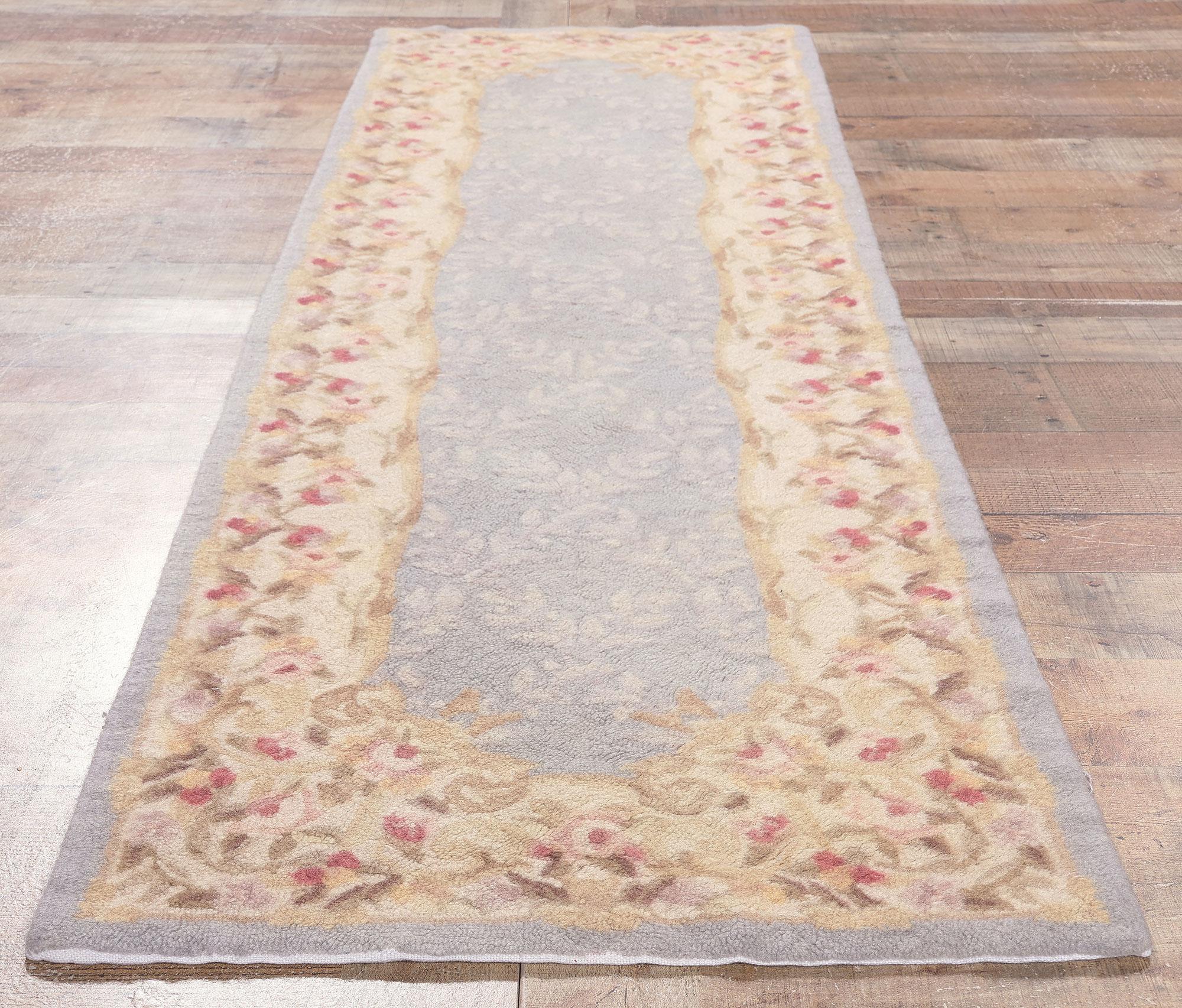 Vintage Aubusson American Hooked Rug, Feminine Charm Meets Cozy Chic For Sale 2