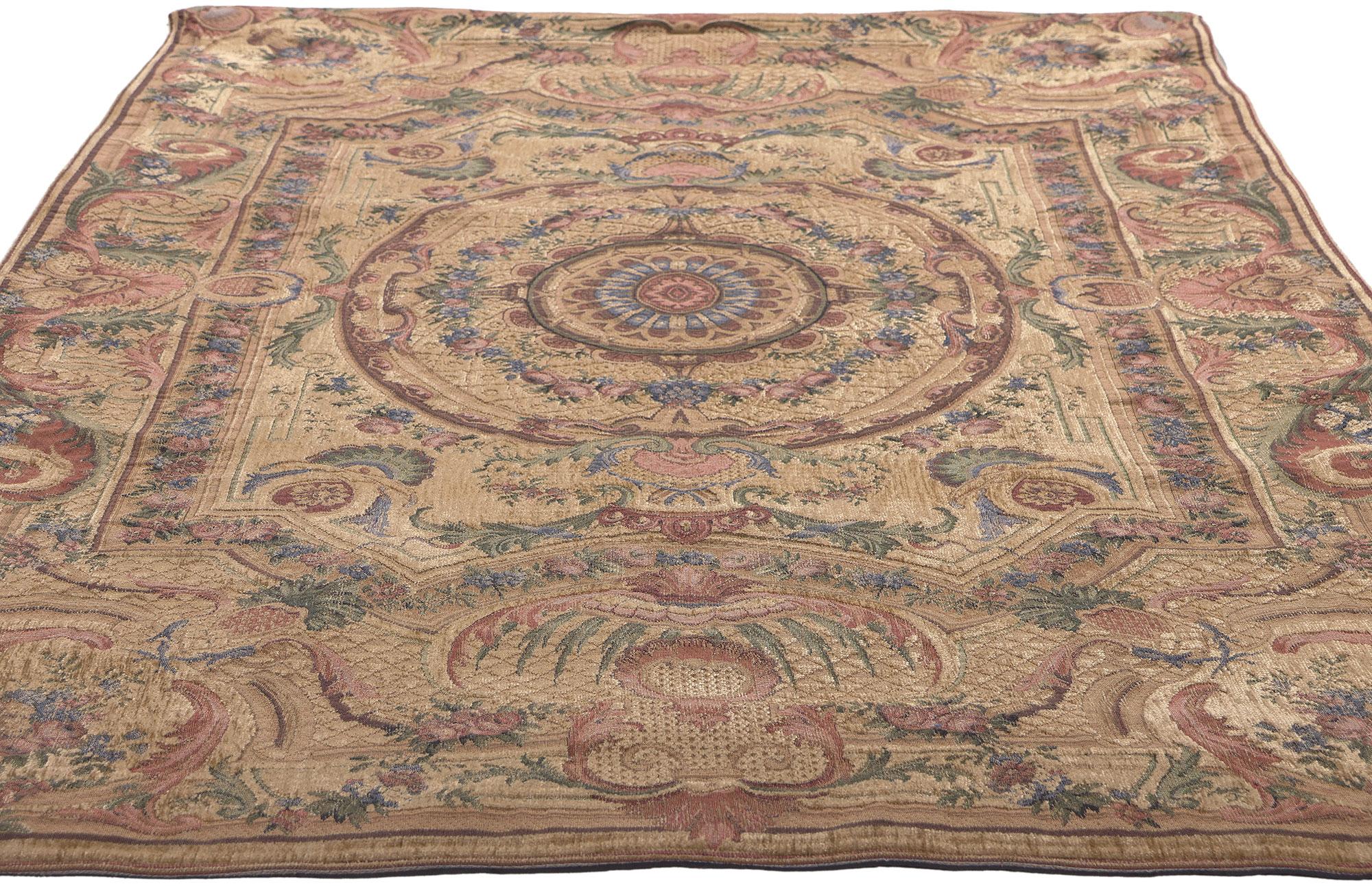 American Vintage Aubusson Beljen Mills Wall Hanging, 03'09 x 05'09 For Sale