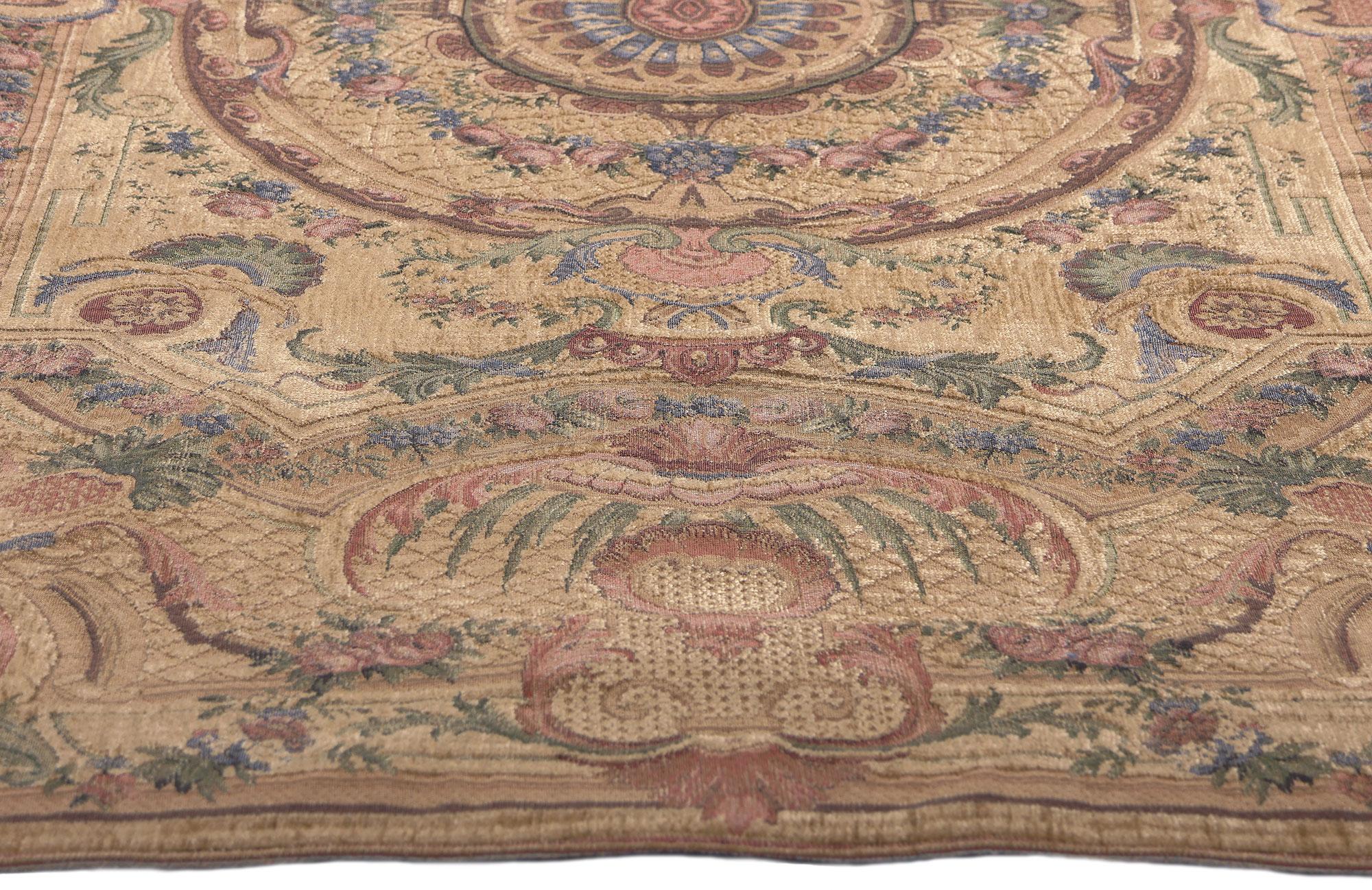 Hand-Crafted Vintage Aubusson Beljen Mills Wall Hanging, 03'09 x 05'09 For Sale