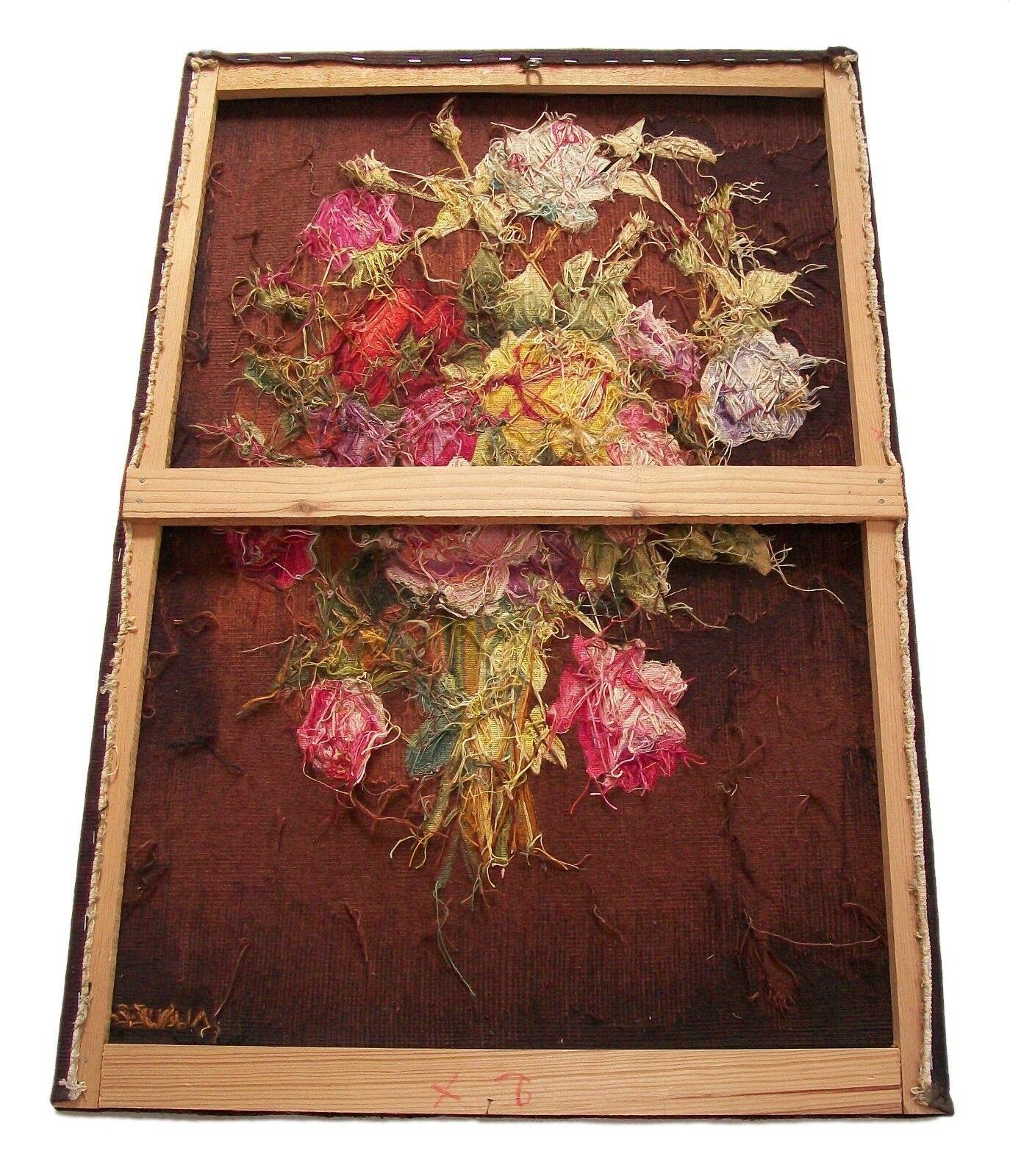 Vintage Aubusson Floral Tapestry Panel, Wool & Silk, France, Mid 20th Century For Sale 4