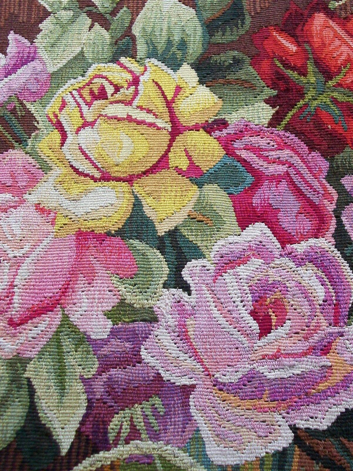 Panel de tapiz floral Aubusson vintage, lana y seda, Francia, mediados del siglo XX Lana en venta