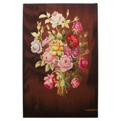 Retro Aubusson Floral Tapestry Panel, Wool & Silk, France, Mid 20th Century