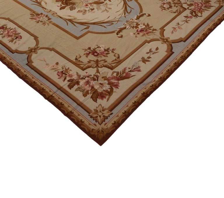 Vintage Aubusson French Victorian Style Rococo Needlepoint Rug For Sale