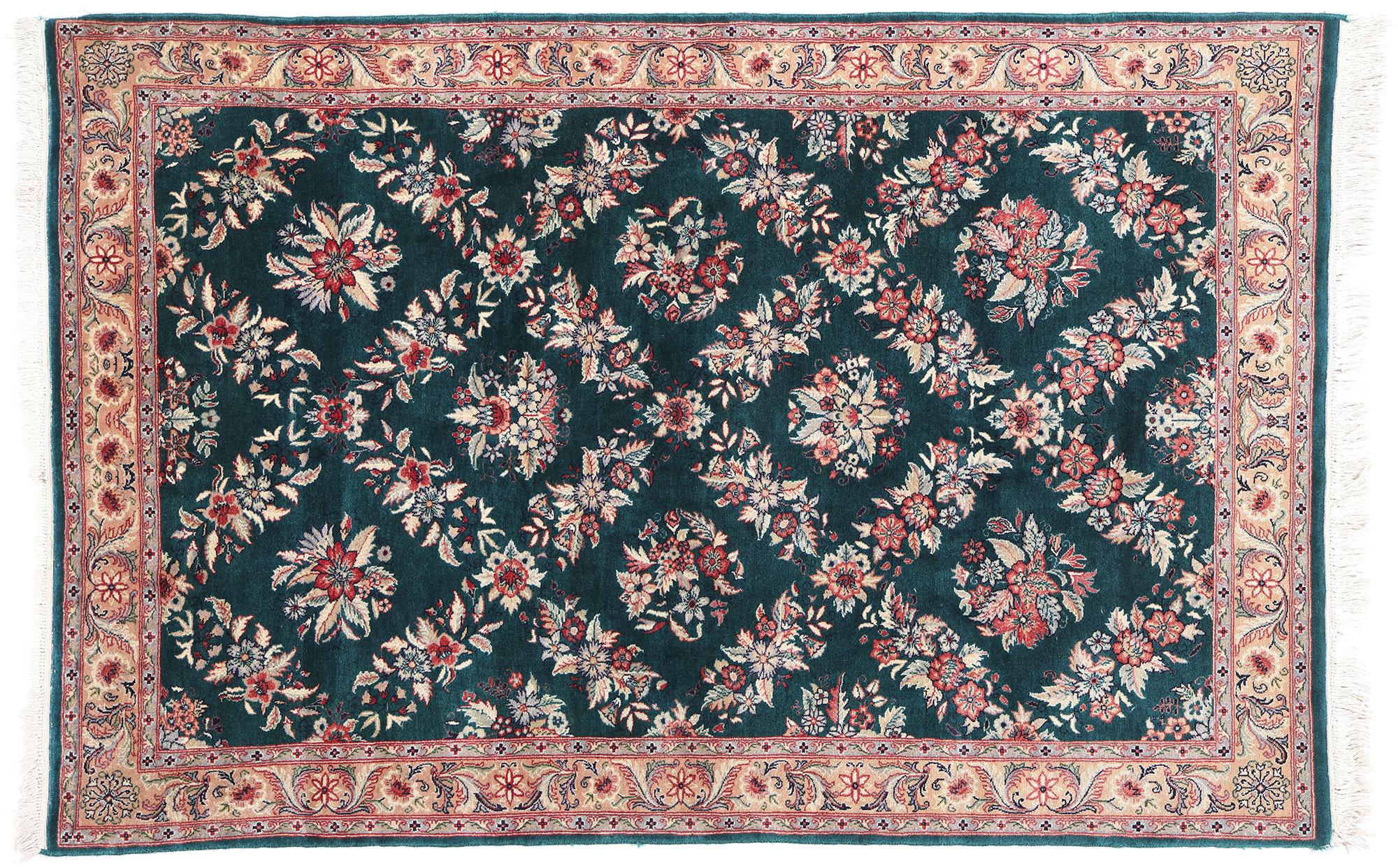 Vintage Aubusson Garden Carpet with Baroque Floral Chintz Style For Sale 3