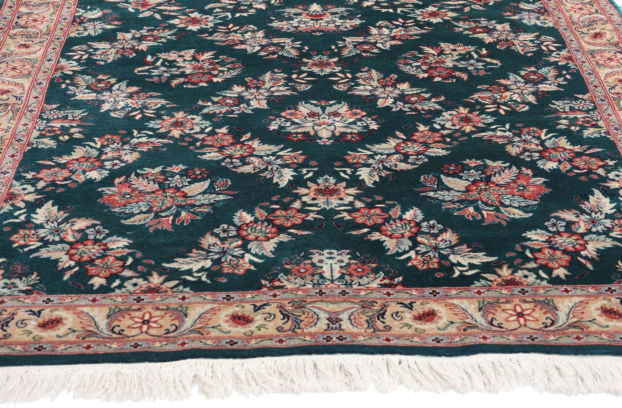 20th Century Vintage Aubusson Garden Carpet with Baroque Floral Chintz Style For Sale