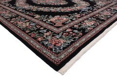 Vintage Aubusson Garden Chinese Area Rug with Baroque Floral Chintz Style