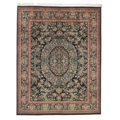 Retro Aubusson Garden Rug with Baroque Floral Chintz Style