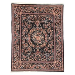 Tapis de jardin vintage d'Aubusson avec motifs floraux baroques en chintz