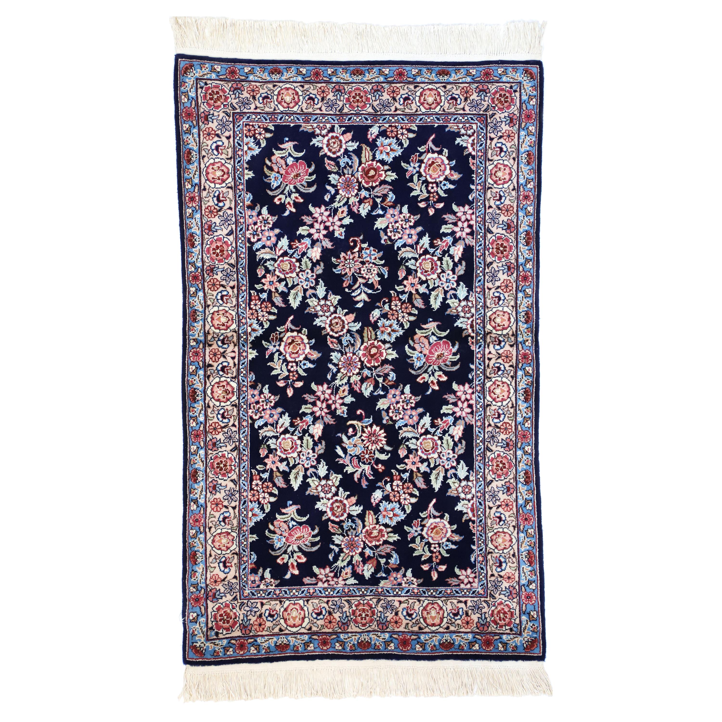 Chinesischer Vintage-Aubusson-Garten-Trellis-Akzent-Teppich mit englischem Landhausstil im Angebot