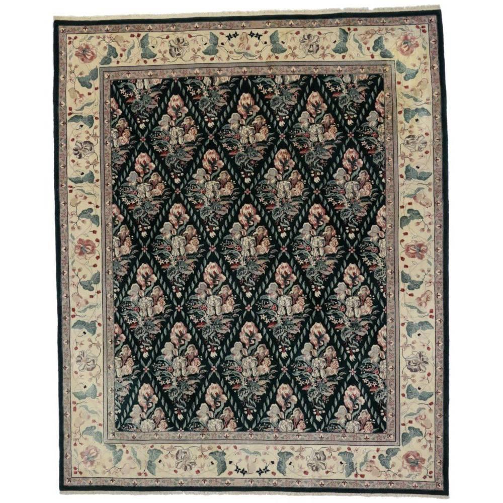 Vintage Garden Trellis Chinese Rug with English Country Charm and Chintz Style