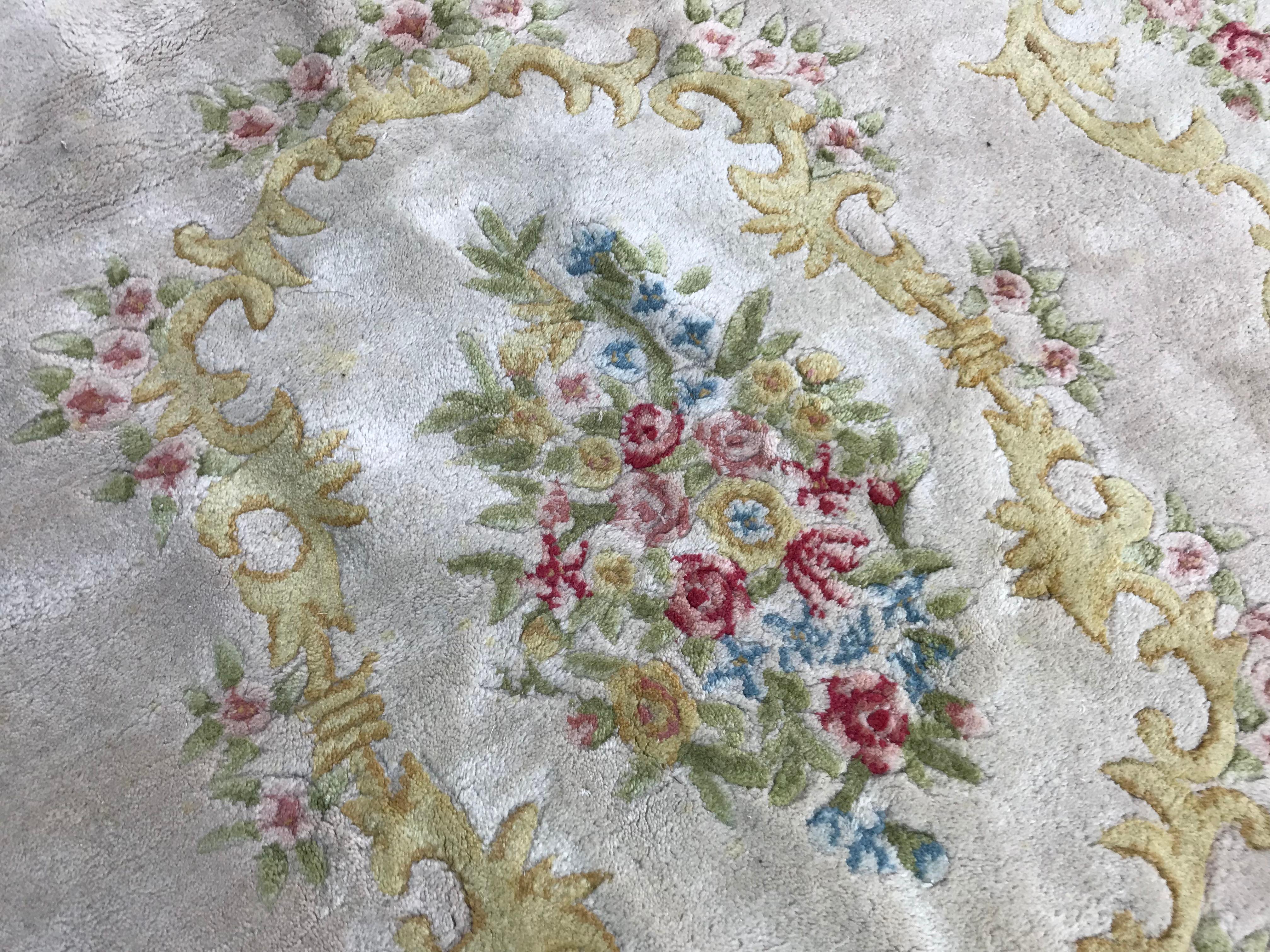 Chinese Vintage Aubusson or Savonnerie Style Rug