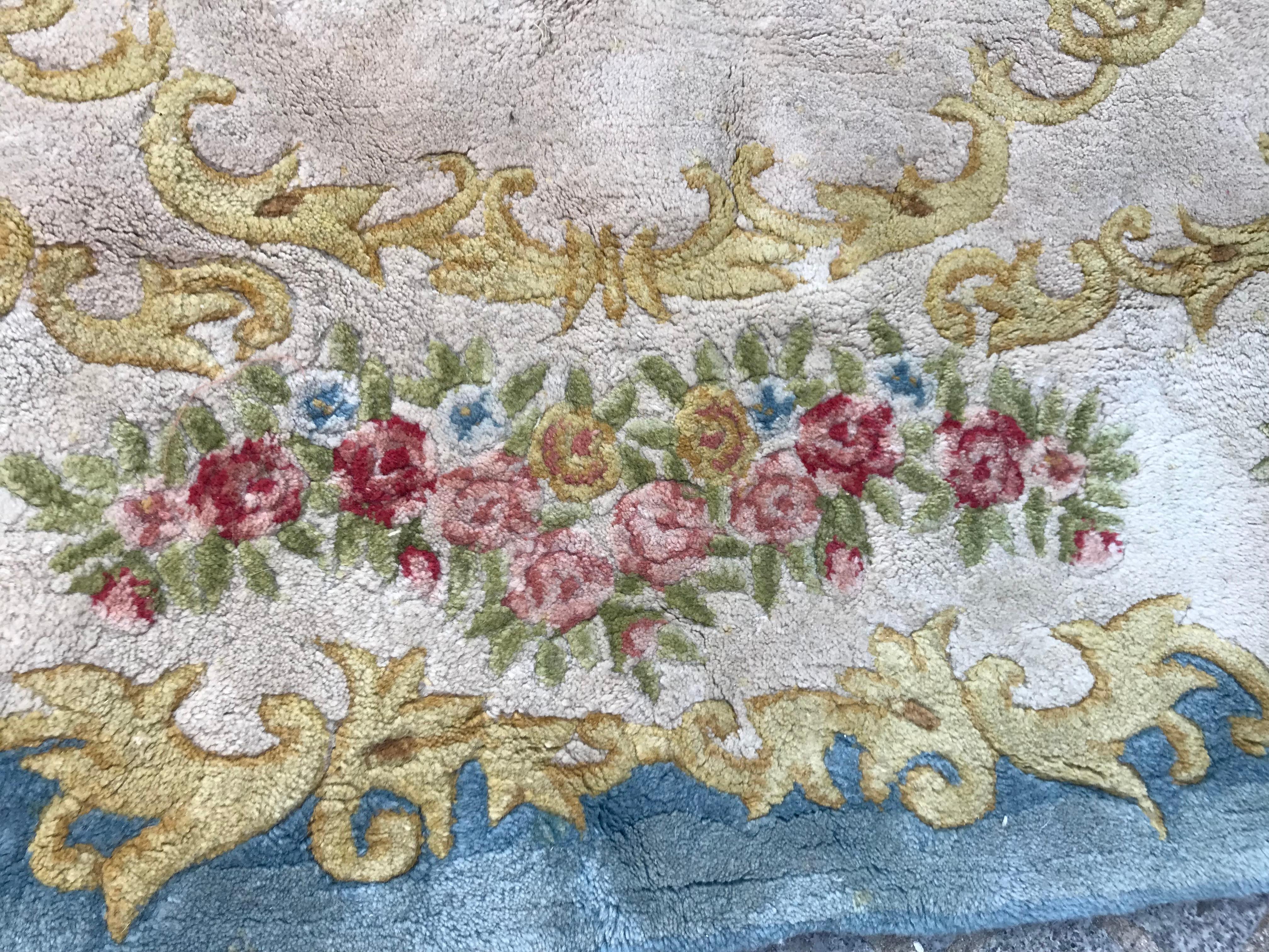 20th Century Vintage Aubusson or Savonnerie Style Rug