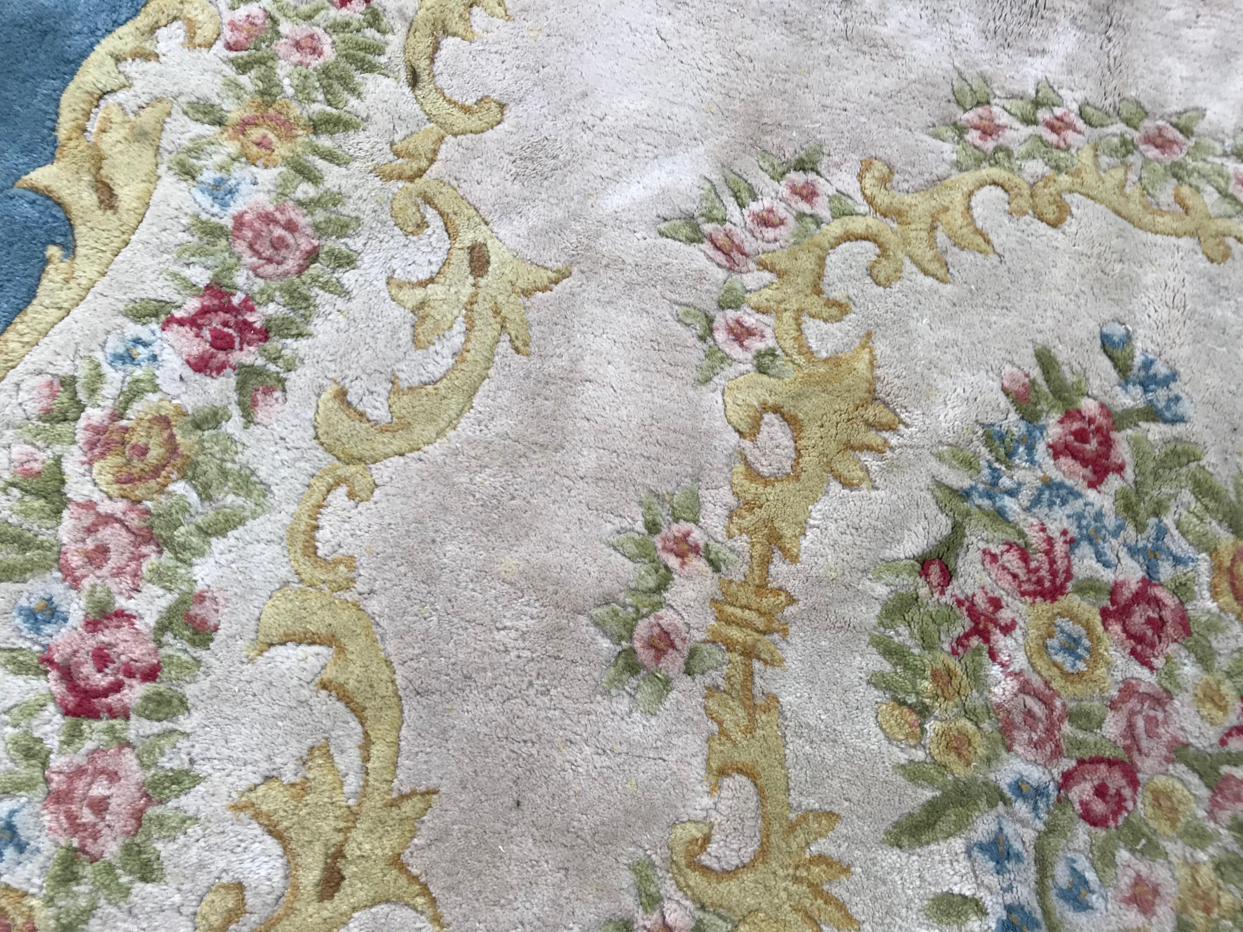 Wool Vintage Aubusson or Savonnerie Style Rug