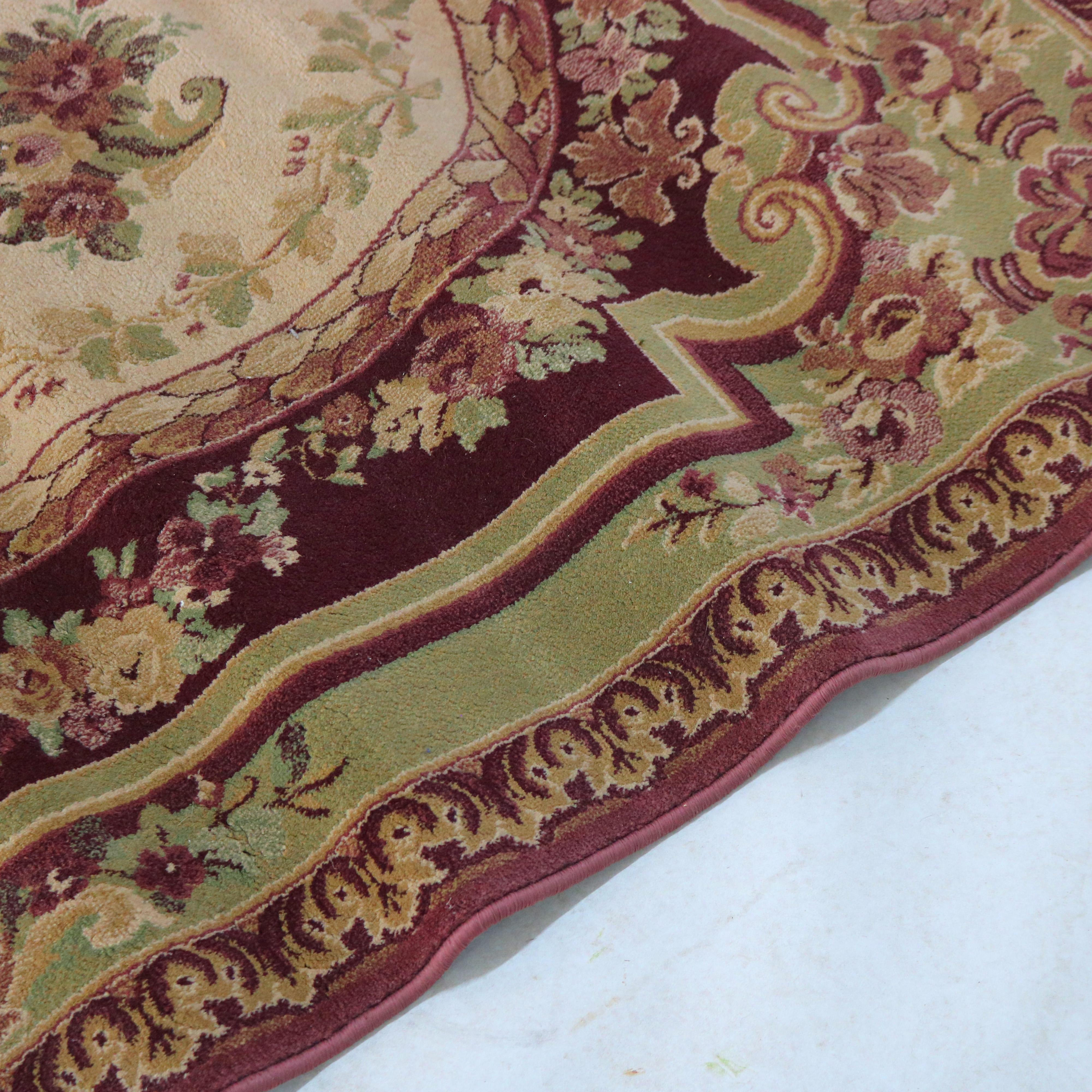 Vintage Aubusson Style Floral Wool Rug C1950 For Sale 2