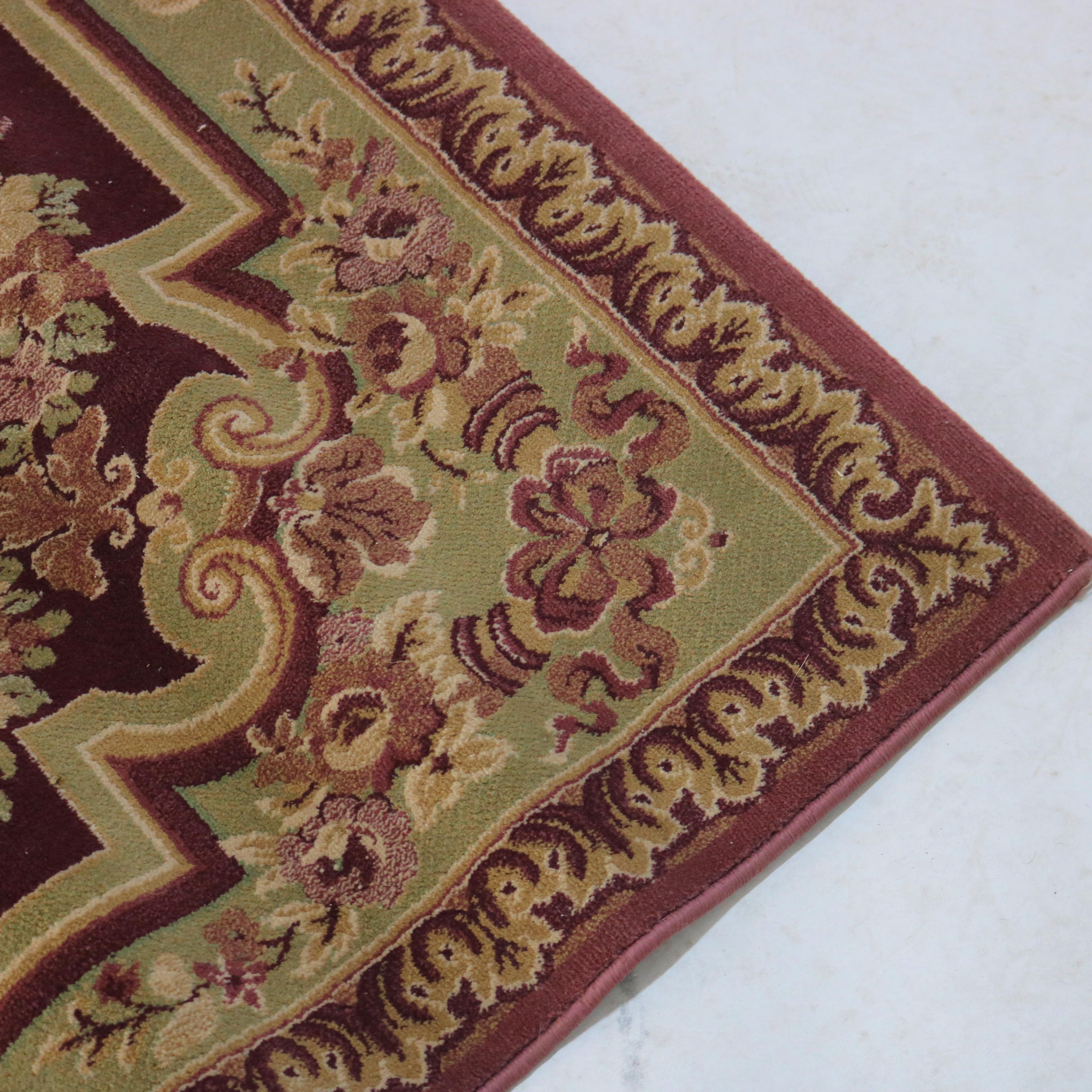 Vintage Aubusson Style Floral Wool Rug C1950 For Sale 3