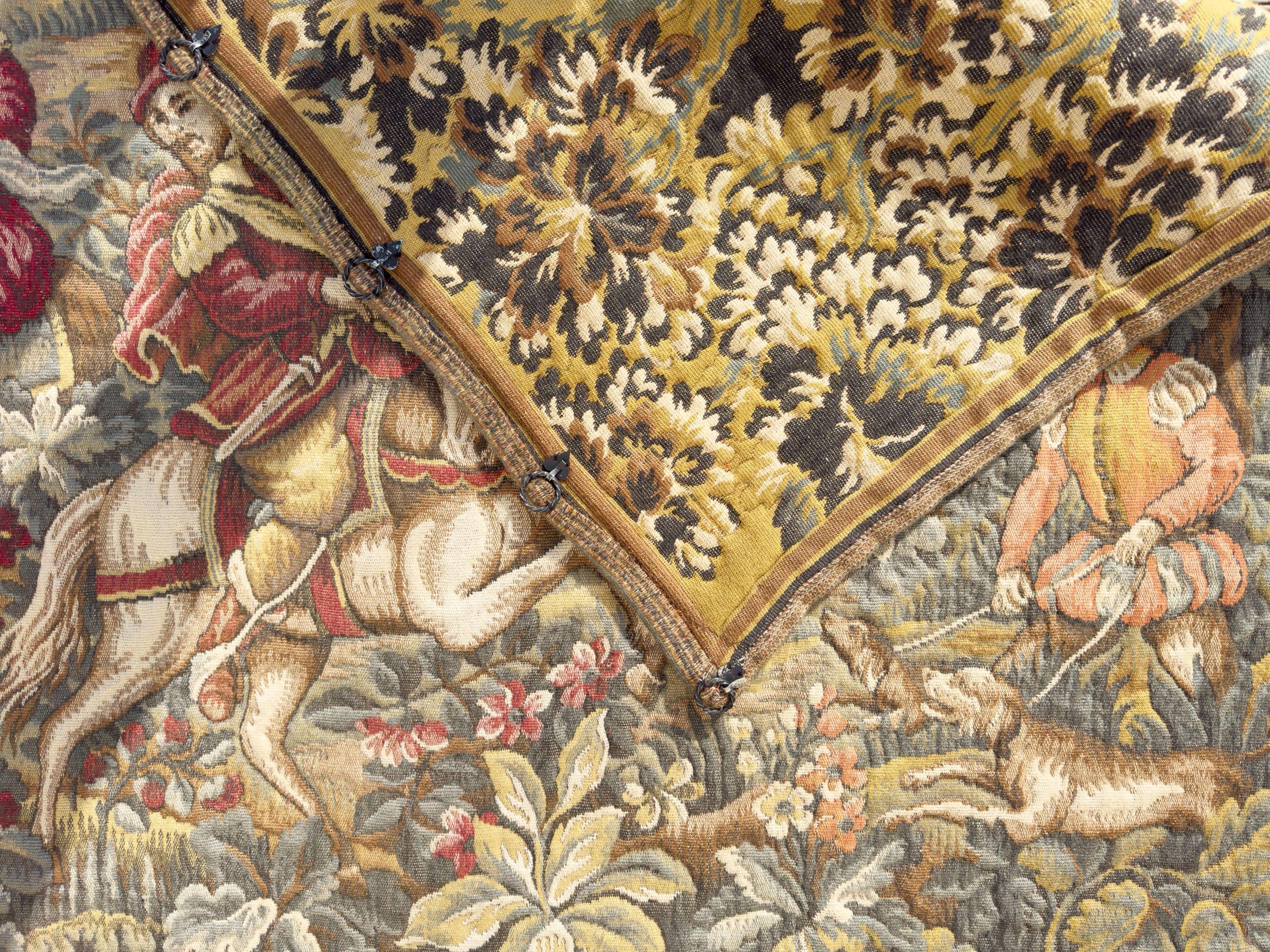 Tapisserie française vintage de style Aubusson en jacquard poinçonné des années 1940 en vente 5