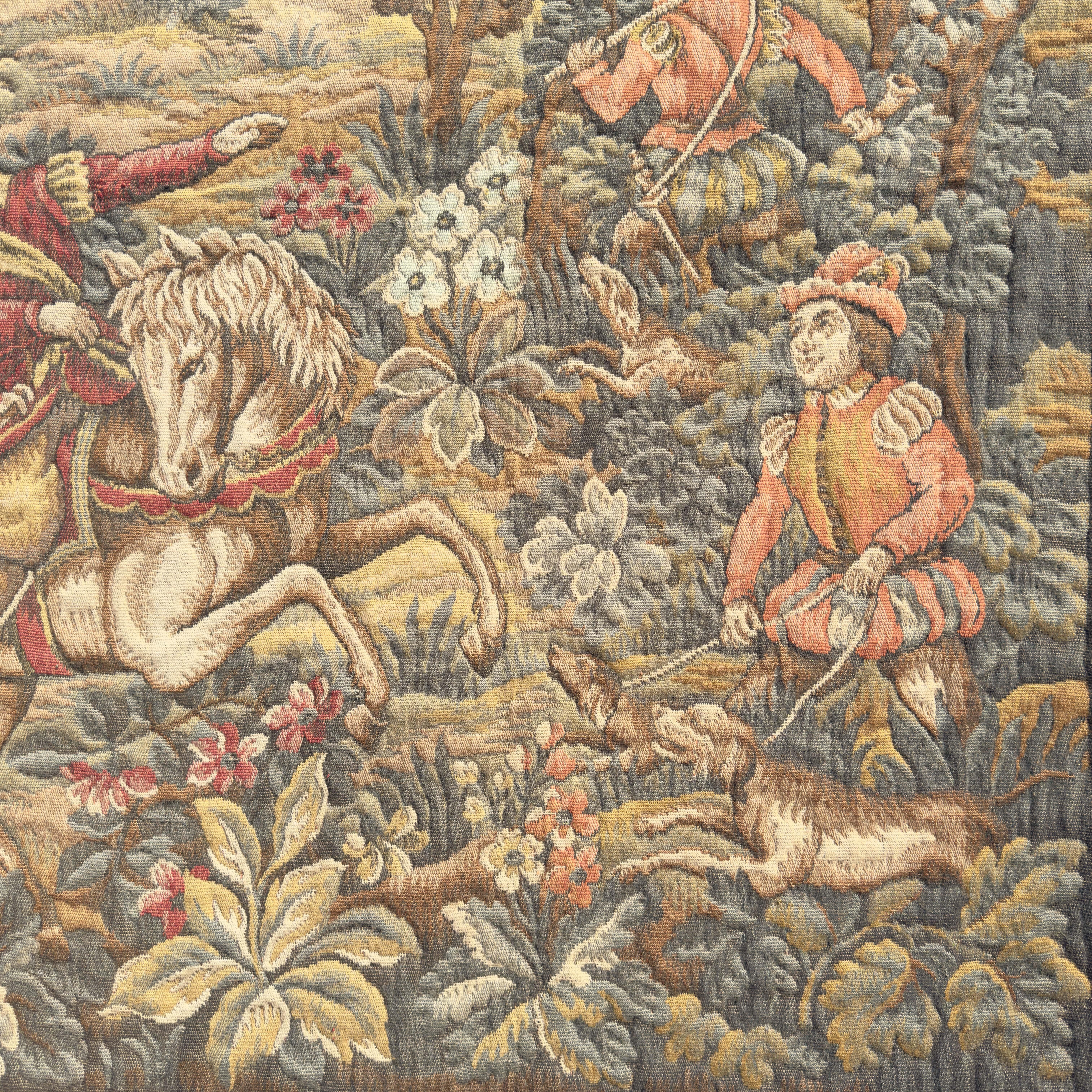 Milieu du XXe siècle Tapisserie française vintage de style Aubusson en jacquard poinçonné des années 1940 en vente
