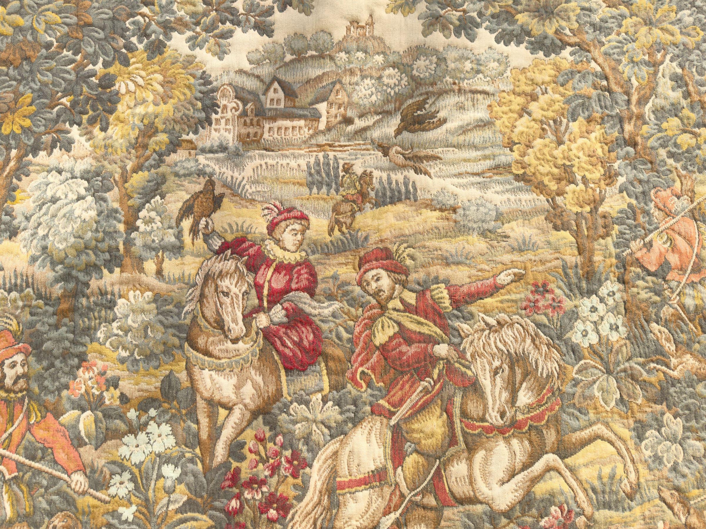 Laine Tapisserie française vintage de style Aubusson en jacquard poinçonné des années 1940 en vente