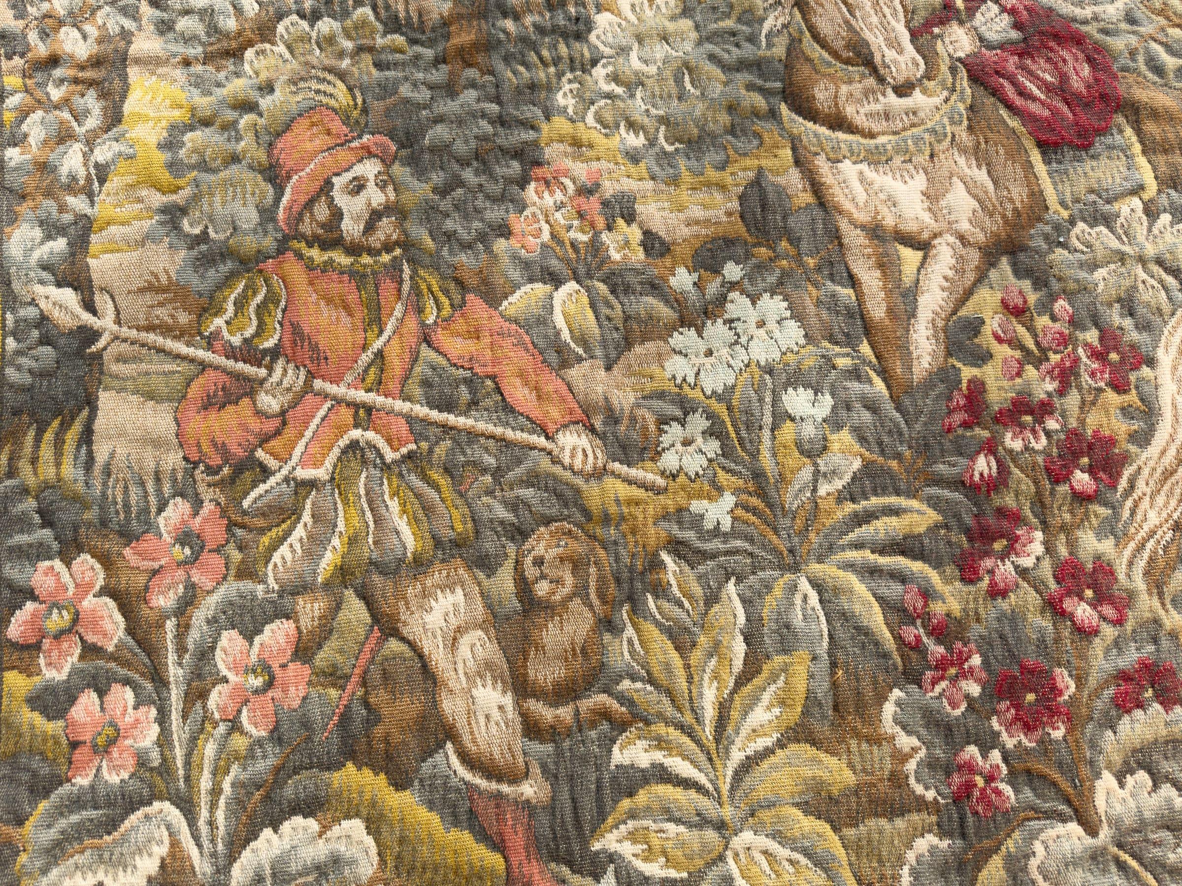 Tapisserie française vintage de style Aubusson en jacquard poinçonné des années 1940 en vente 1