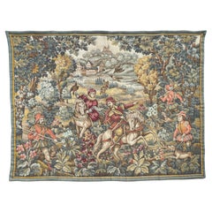 Vintage Aubusson Estilo francés Jacquard Halluin Tapiz c1940s