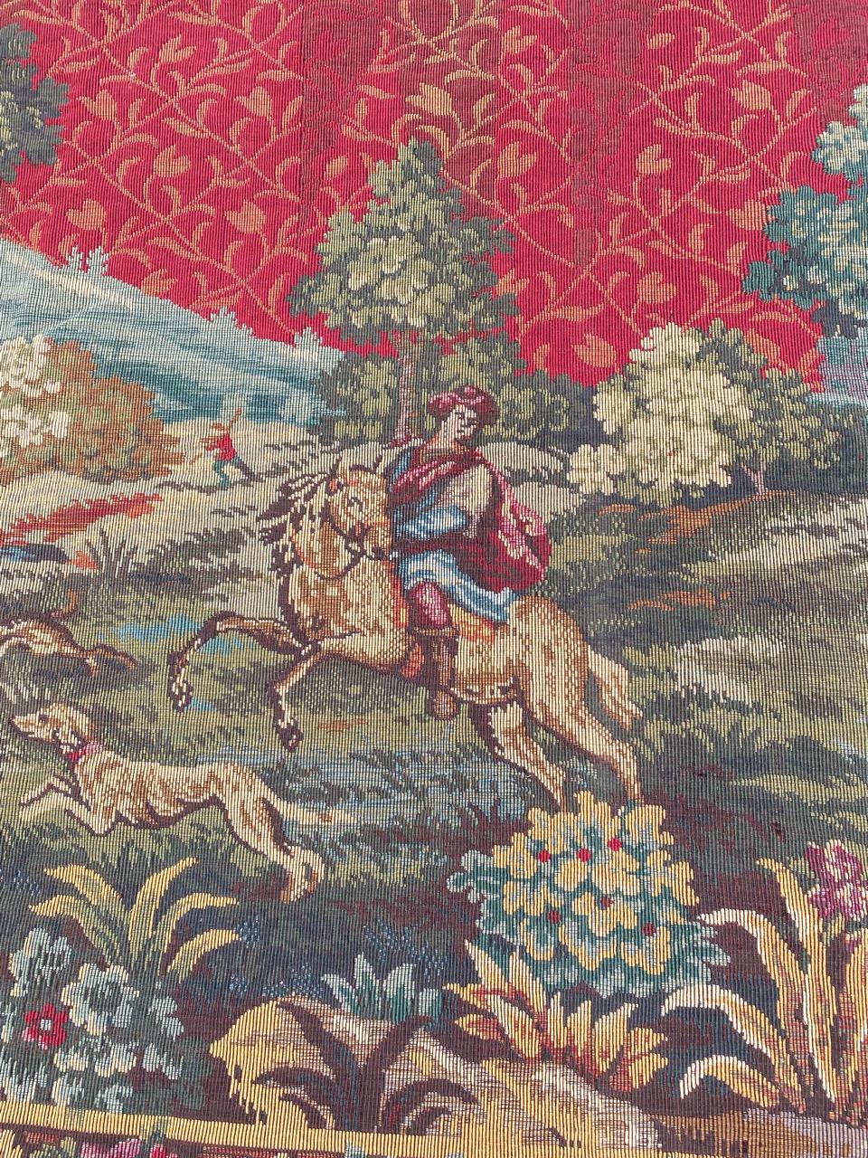Machine-Made Bobyrug’s Vintage Aubusson Style French Jaquar Tapestry For Sale