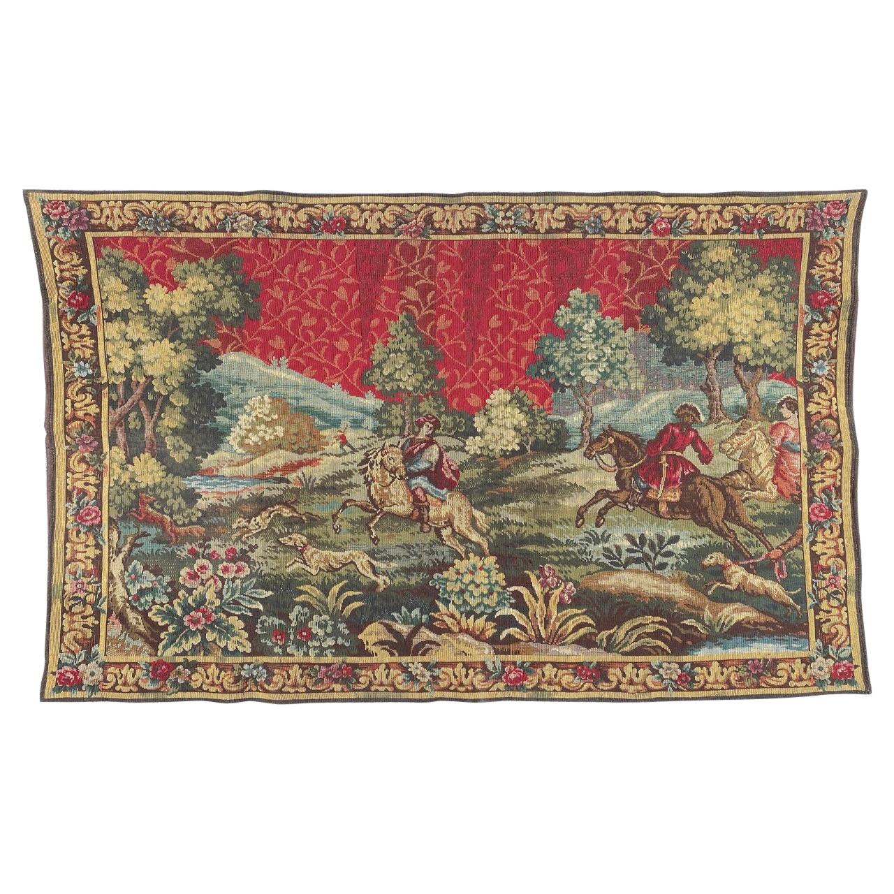 Bobyrug’s Vintage Aubusson Style French Jaquar Tapestry For Sale