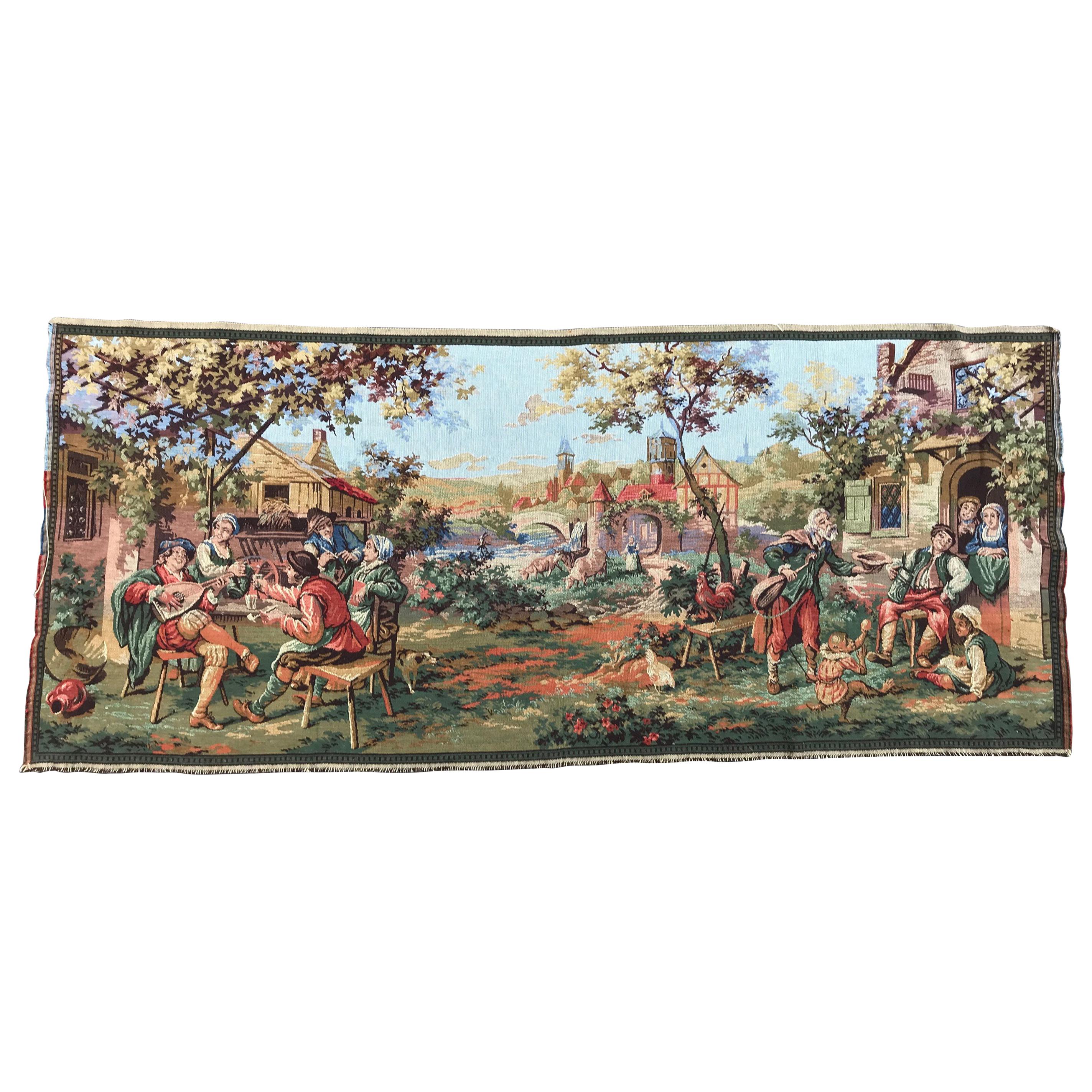 Vintage Aubusson Style Jaquar Tapestry For Sale