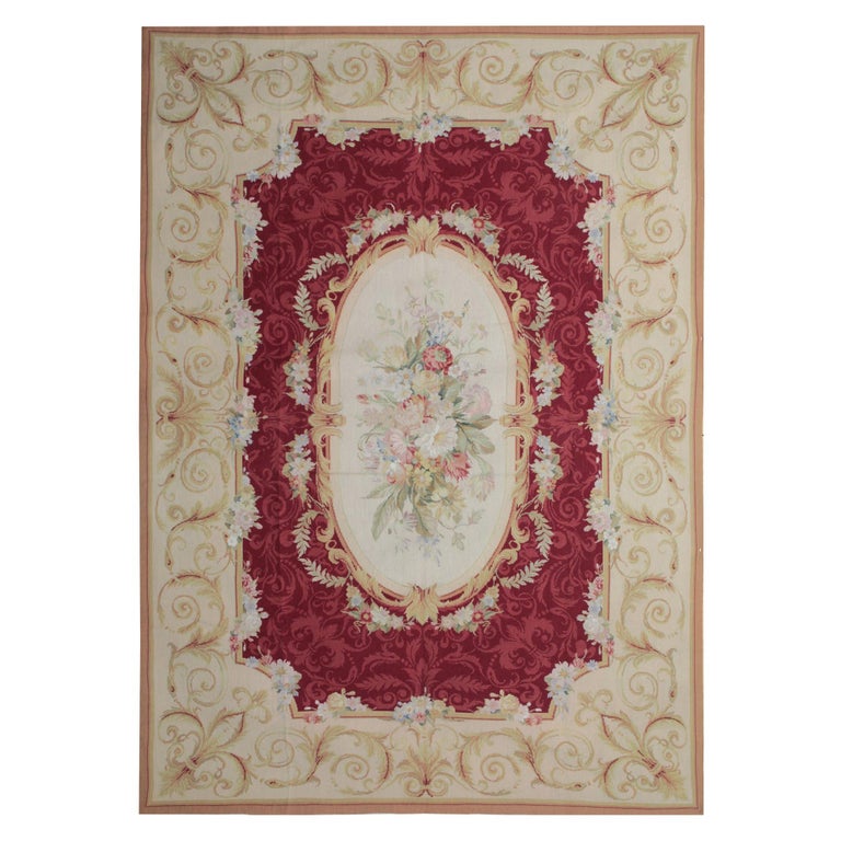 Vintage Aubusson Style Needlepoint Rug Handmade Carpet Tapestry Wall Hanging For Sale At 1stdibs