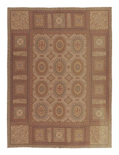 Vintage Aubusson Style Needlepoint Rug with Bold Floral Medallions - Rug & Kilim