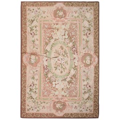 Vintage Aubusson Style Rug French Needlepoint Rug, Handwoven Tapestry Carpet